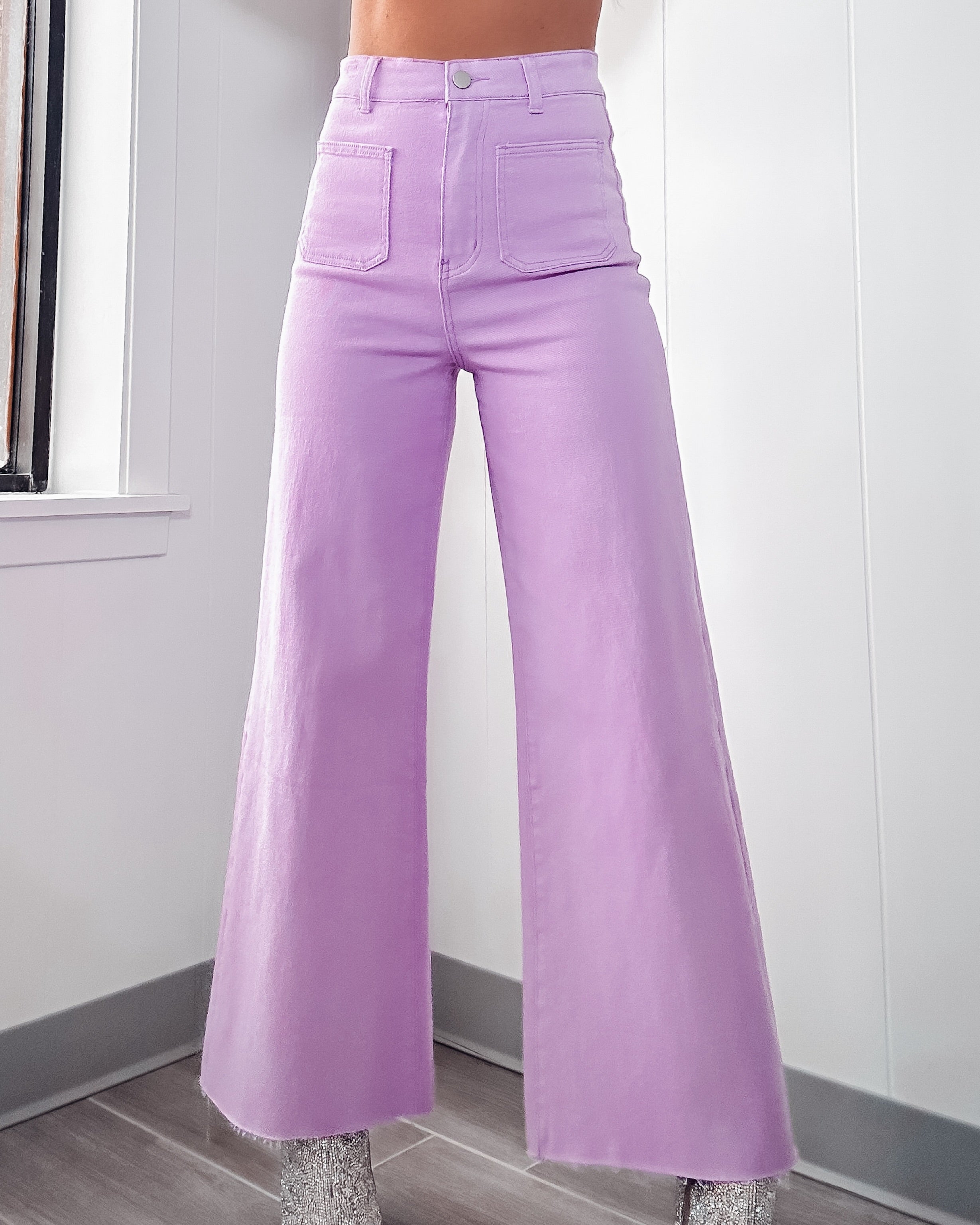 Chrystal Wide Leg Jeans - Lavender