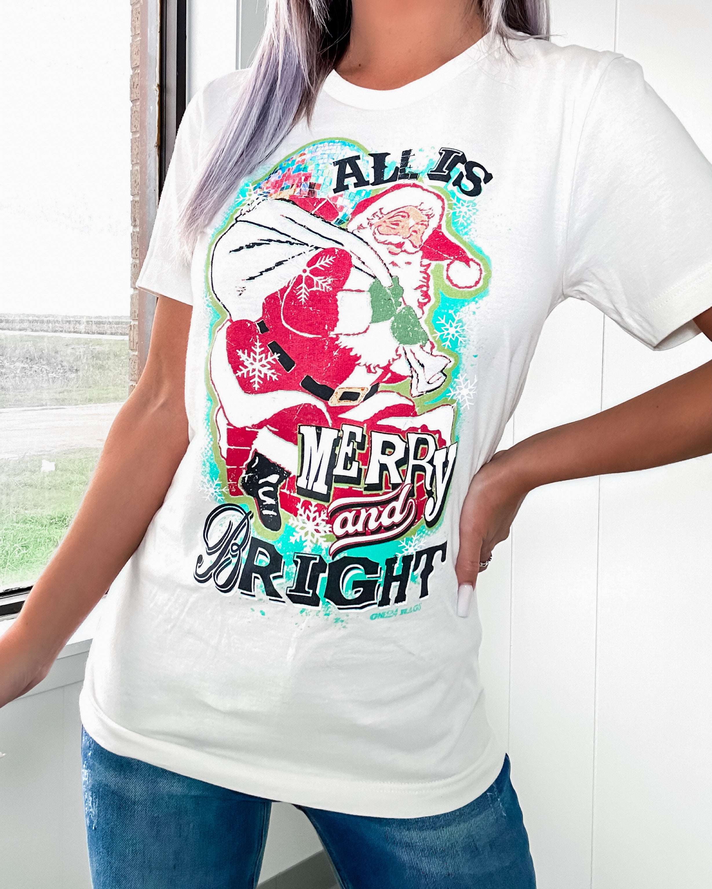 All Is Merry & Bright Tee- Cream
