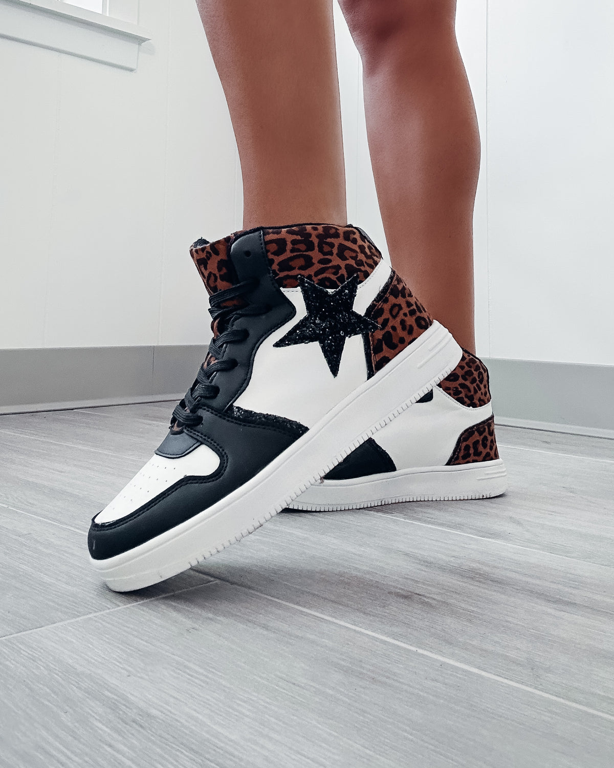 You're A Star Leopard High Top Sneakers Bar T Boutique LLC