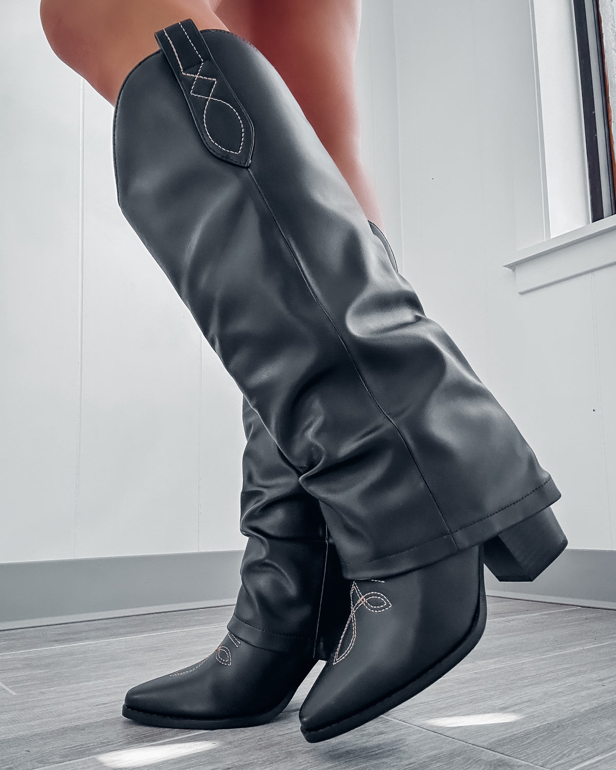 Reign Me In Fold Over Boots Black Bar T Boutique LLC