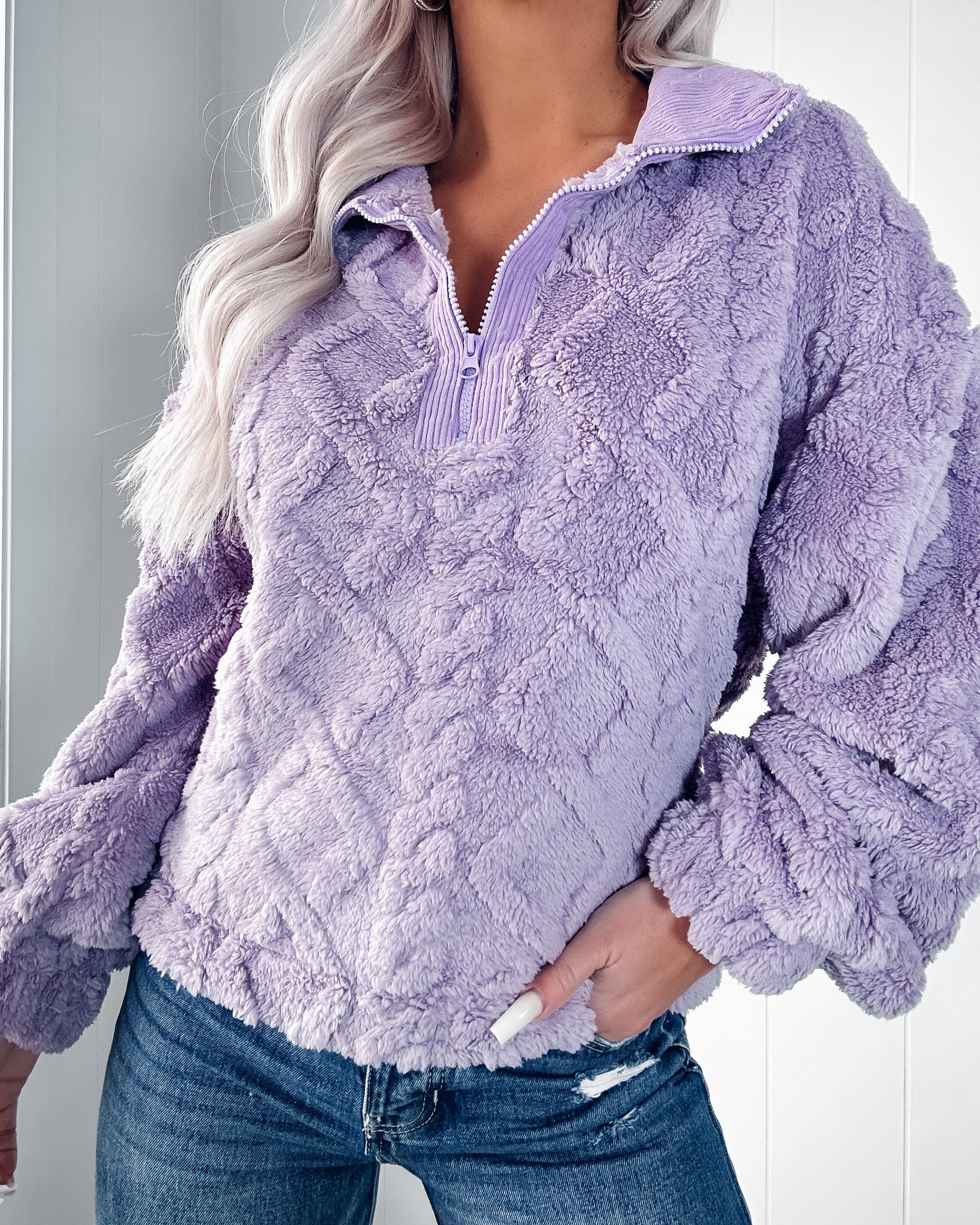 Aspen Feels Sherpa Pullover - Lavender
