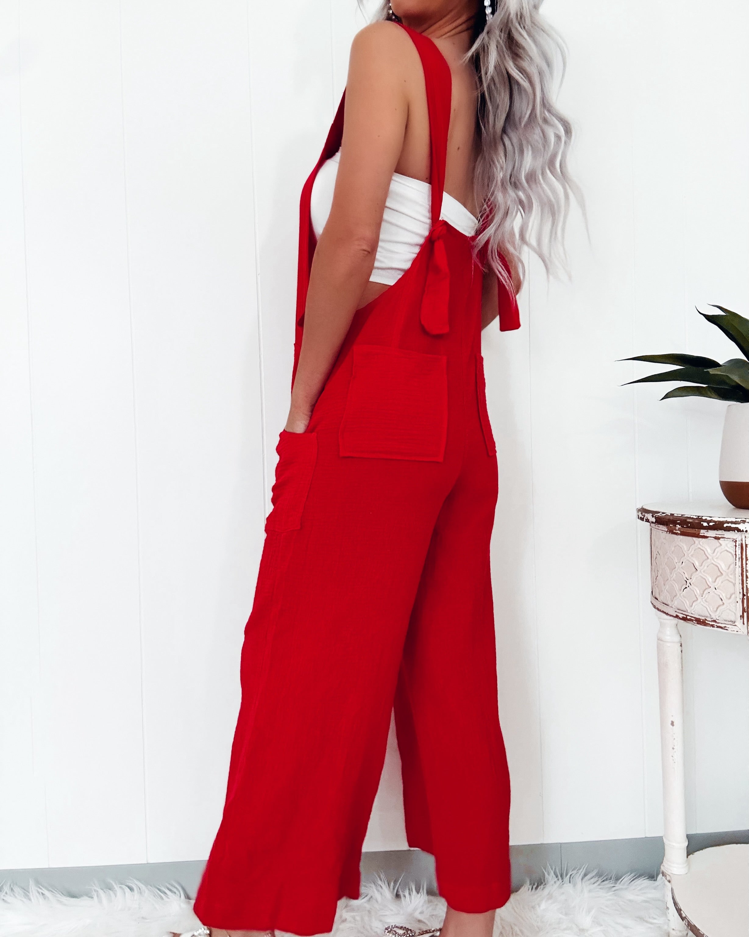 Freedom Feels Overall Jumpsuit - Red