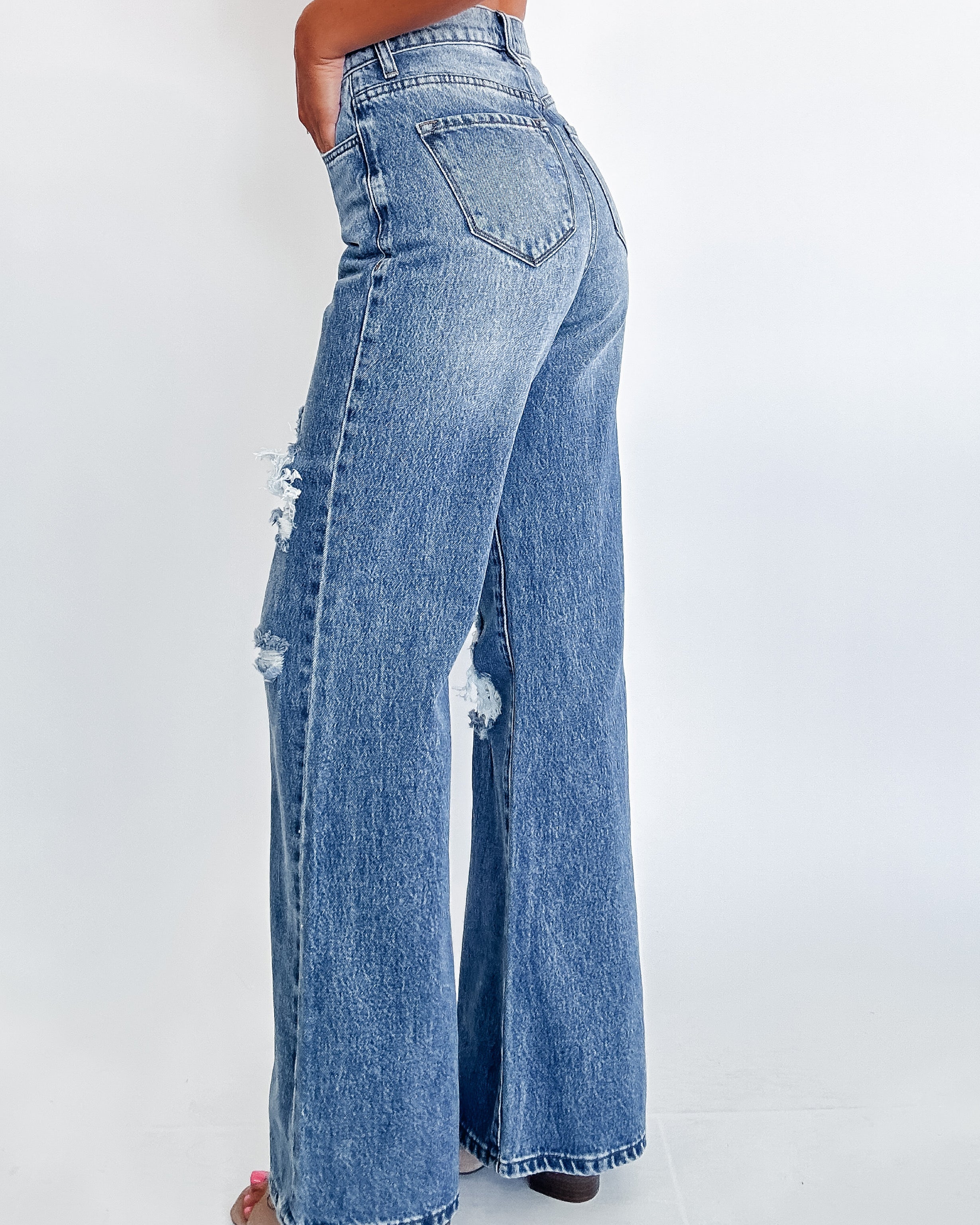 Giselle Wide Leg Distressed Jeans