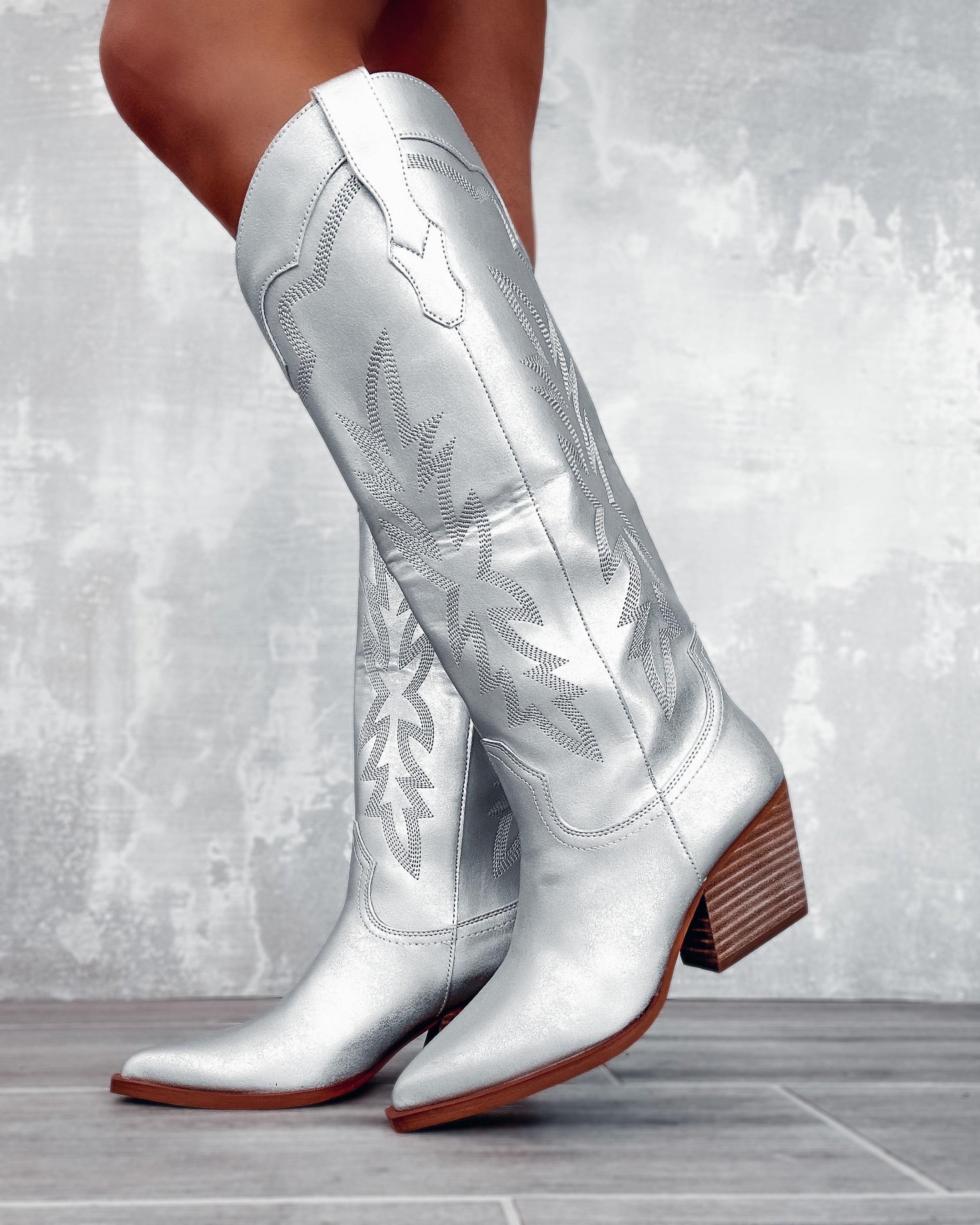 Levi Metallic Silver Cowboy Boots