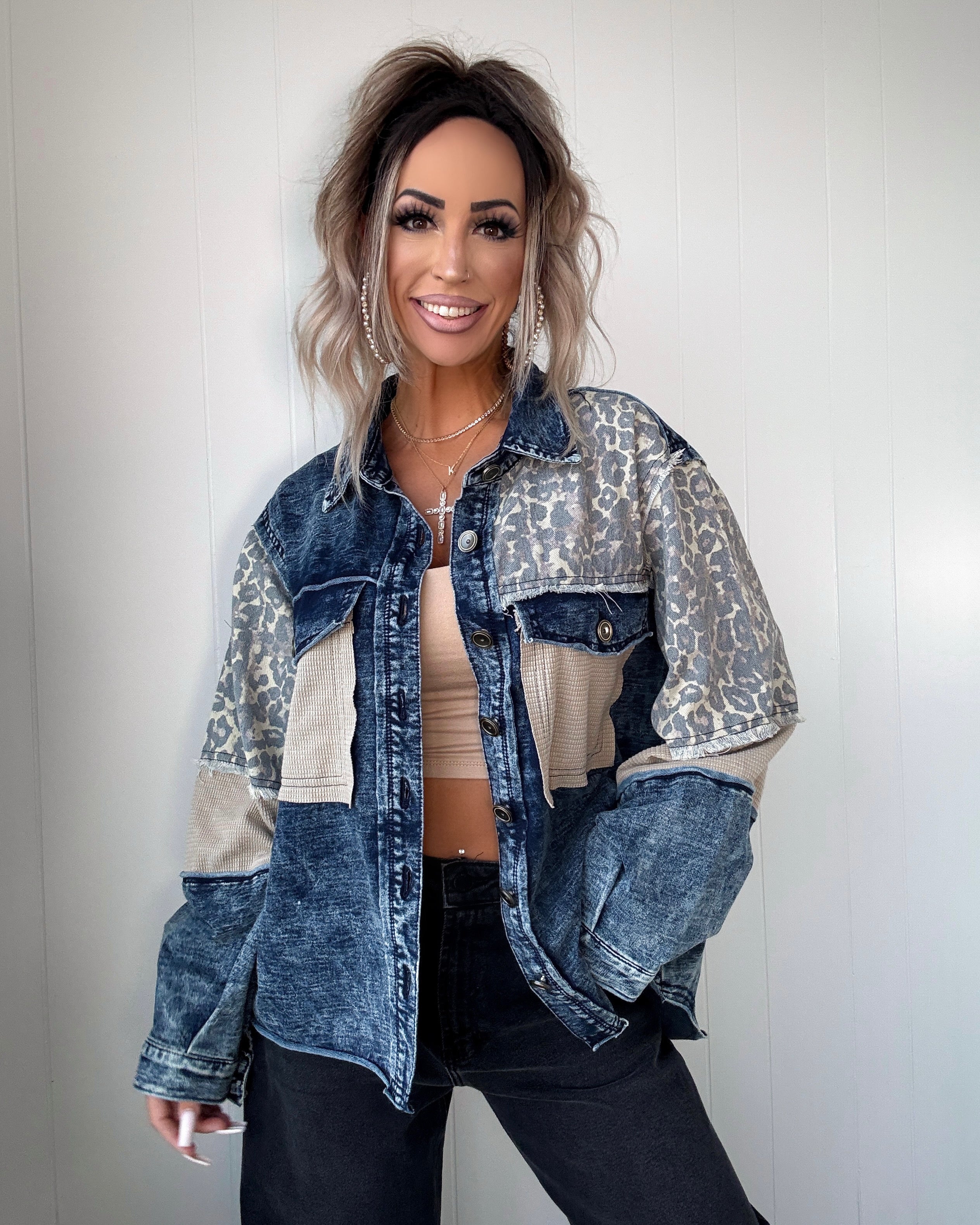 Feline Feels Denim Jacket - Blue