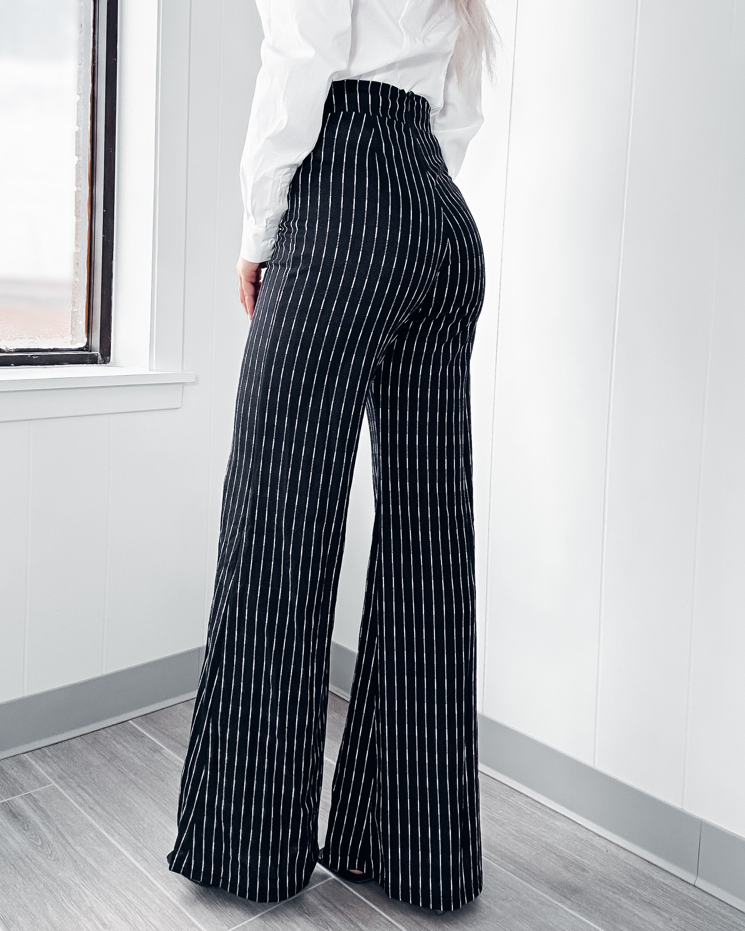 Truly Talented Pinstripe Dress Pants - Black/White