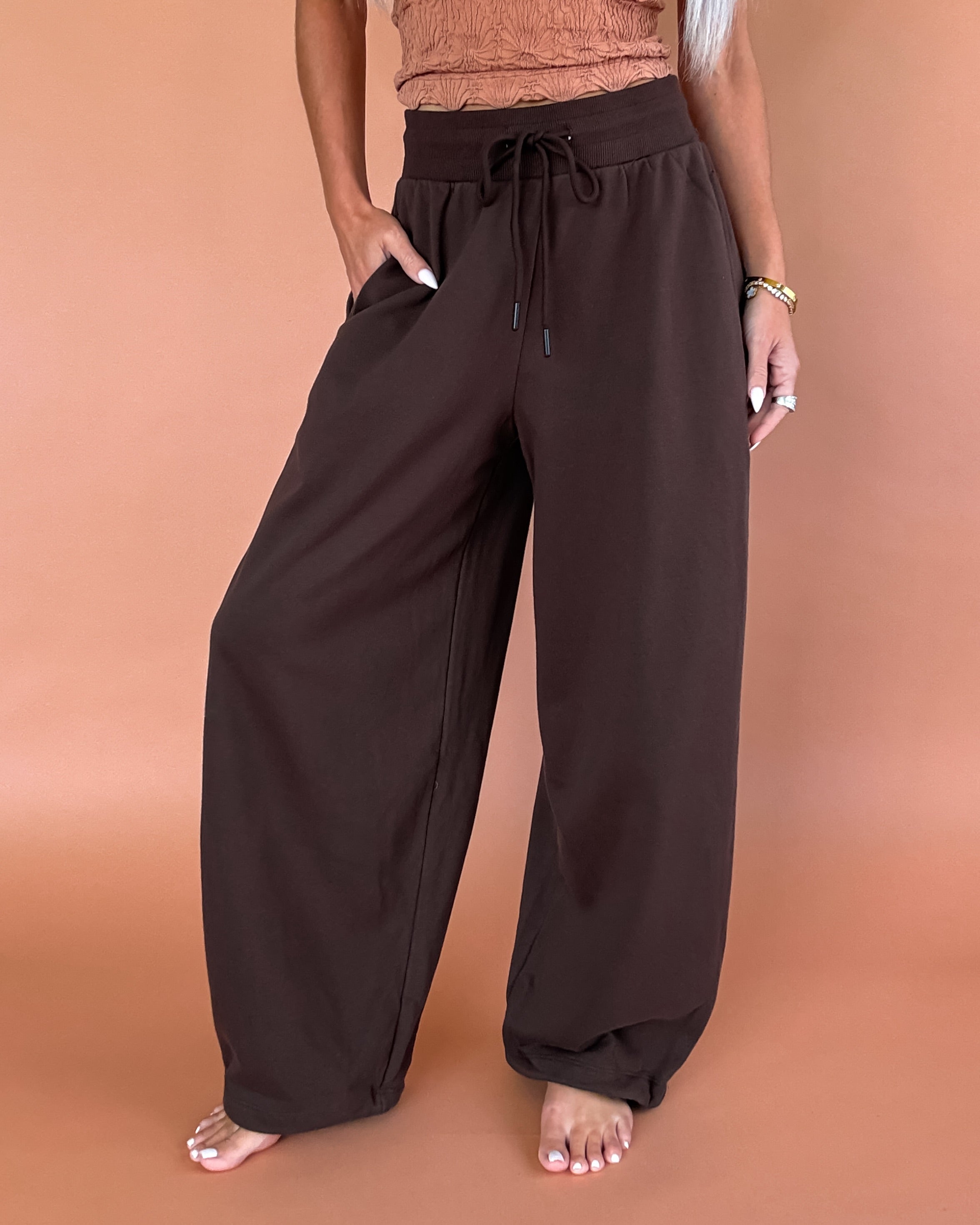 Espresso Ease Wide Leg Sweatpants