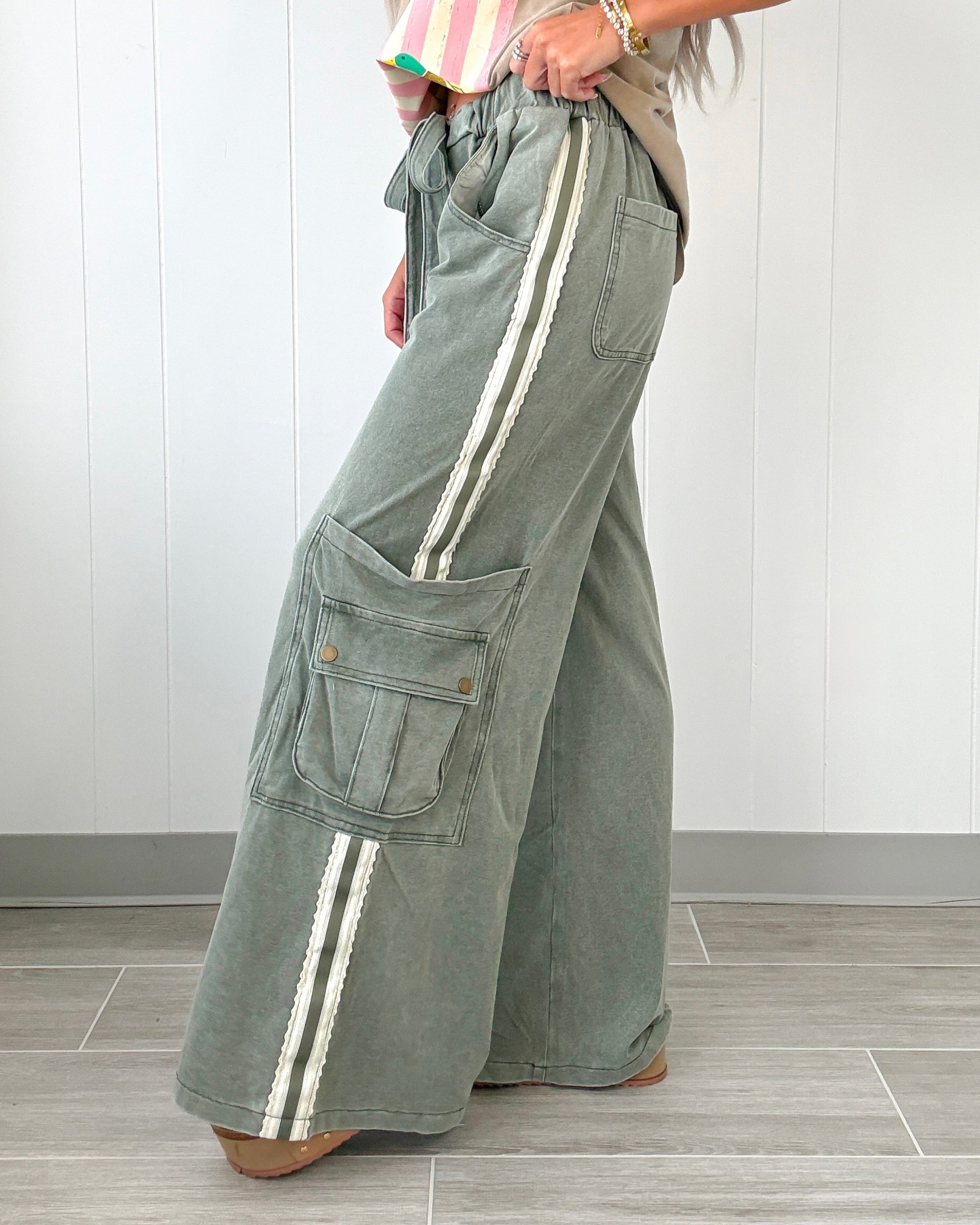 Lace Me Up Cargo Pants - Olive