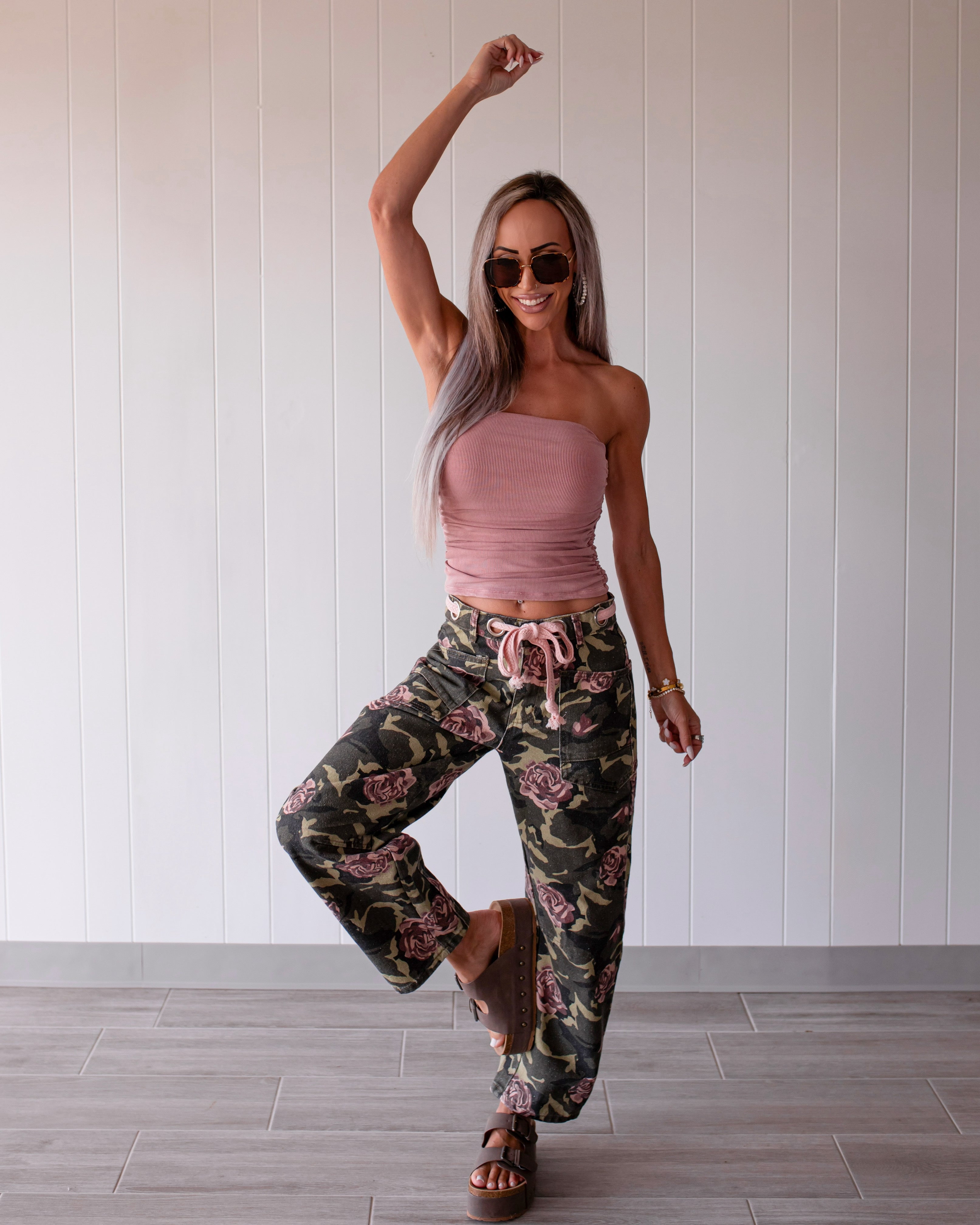 Floral Force Barrel Jeans - Camo