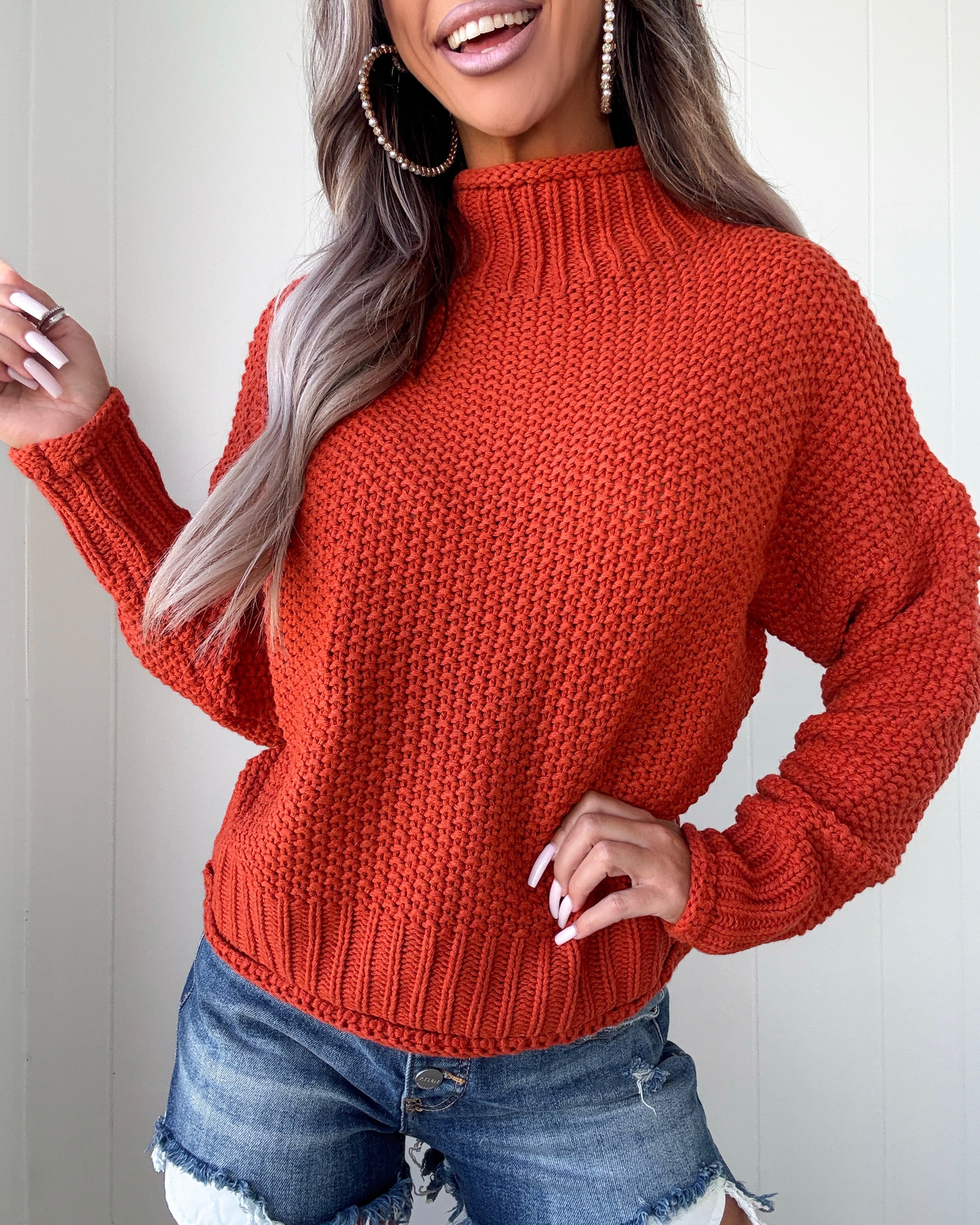 The Sutton Turtleneck Sweater - Rust