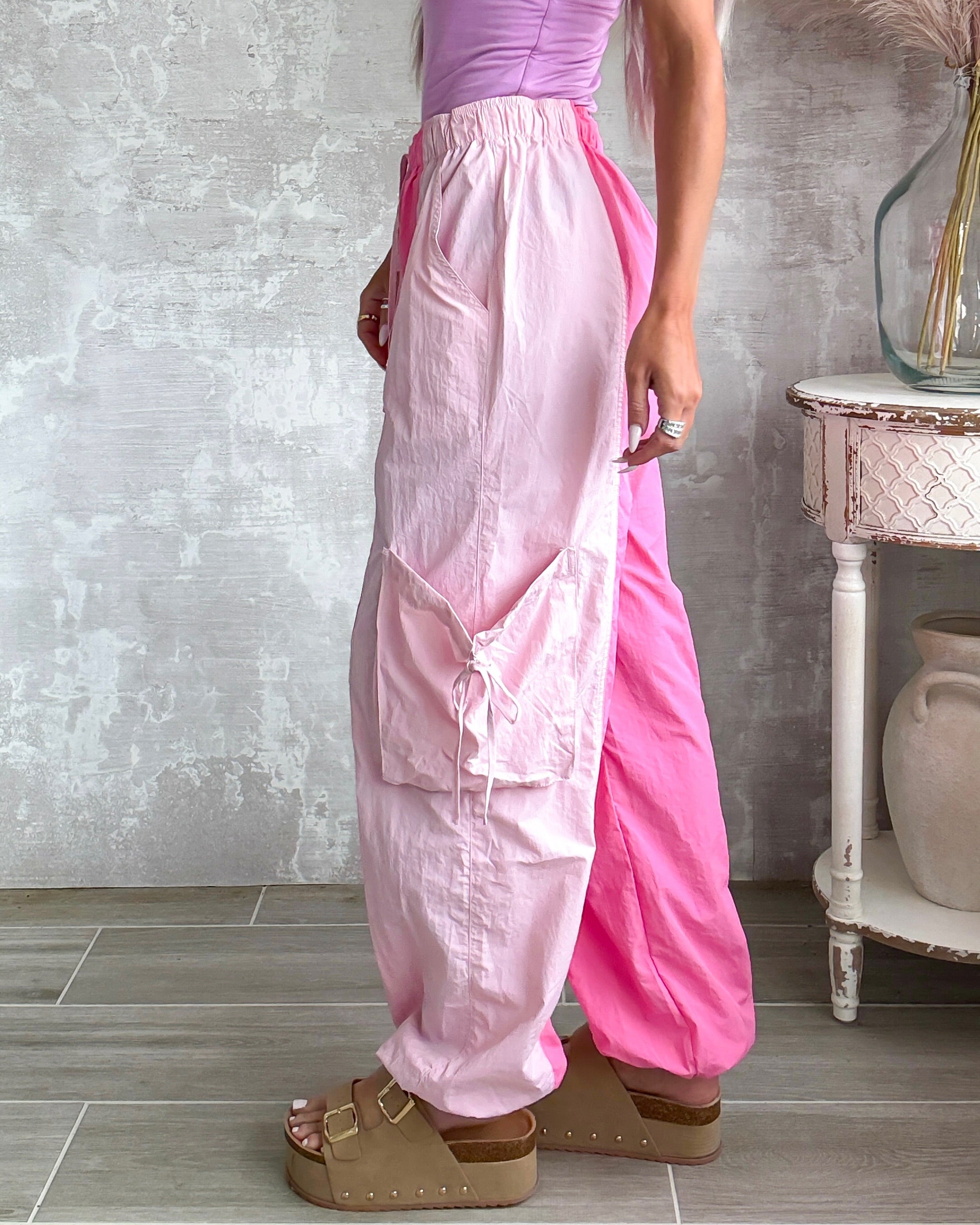 Split Style Windbreaker Pants - Bubble Pink