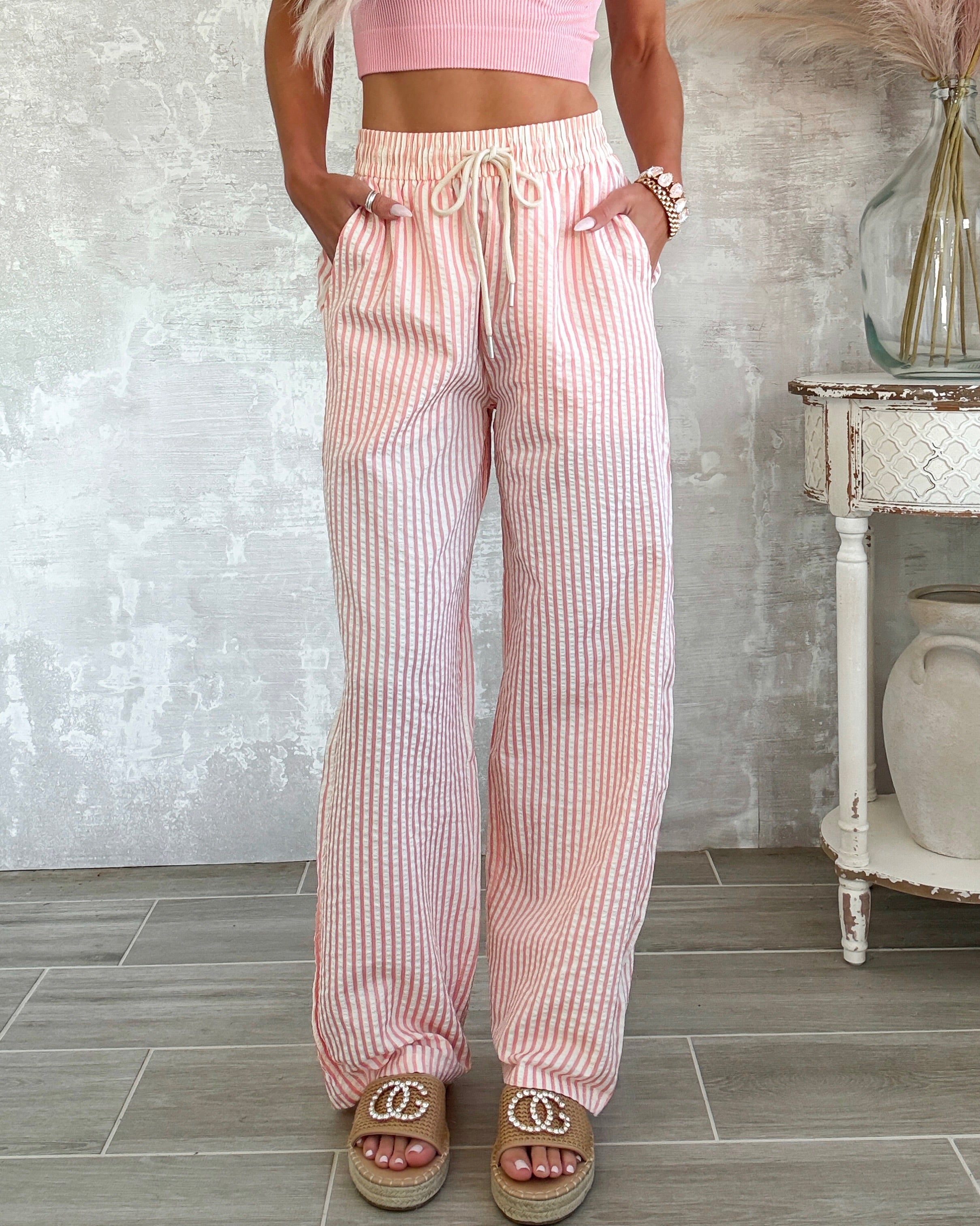 Bayside Striped Pants - Pink
