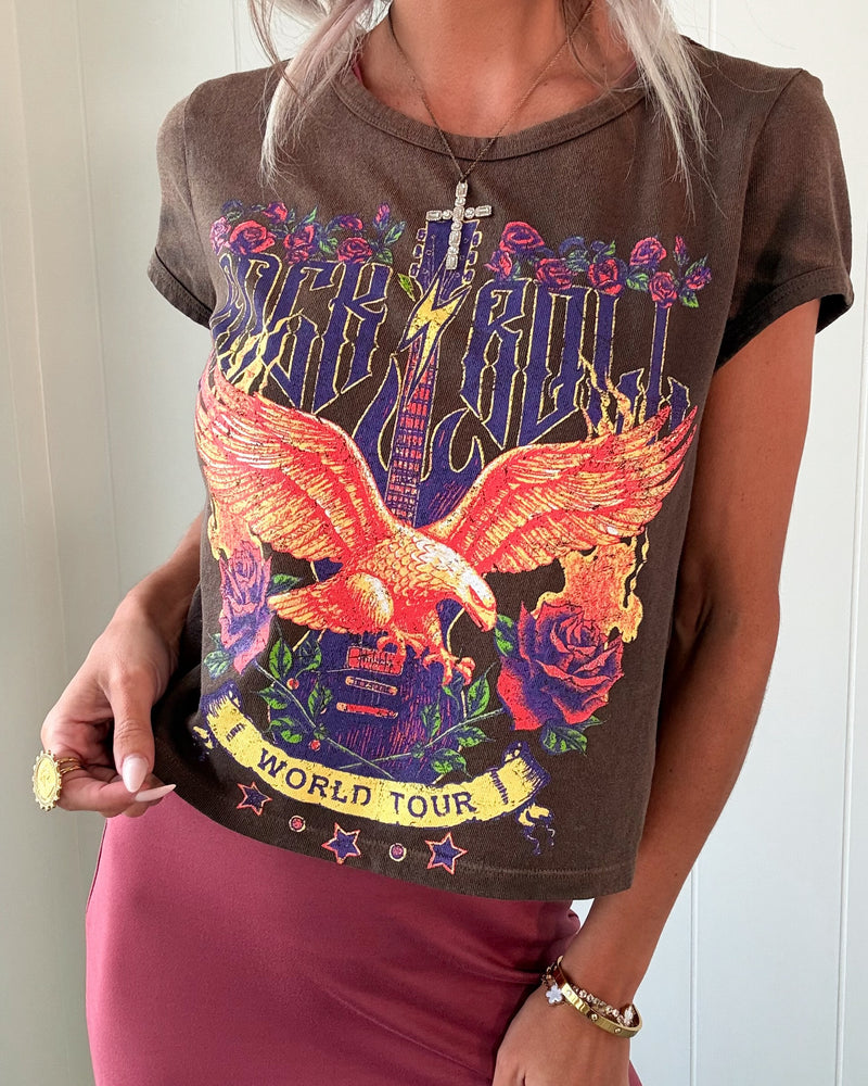 Rock N Roll World Tour Graphic Tee - Espresso