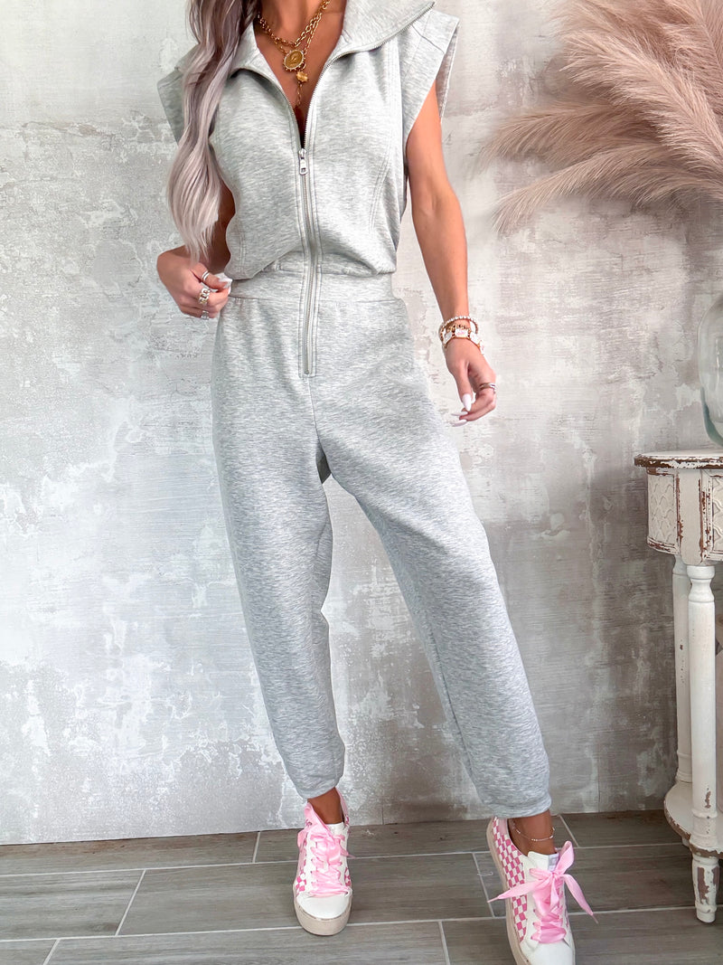 Everyday Energy Jogger Jumpsuit - Heather Grey