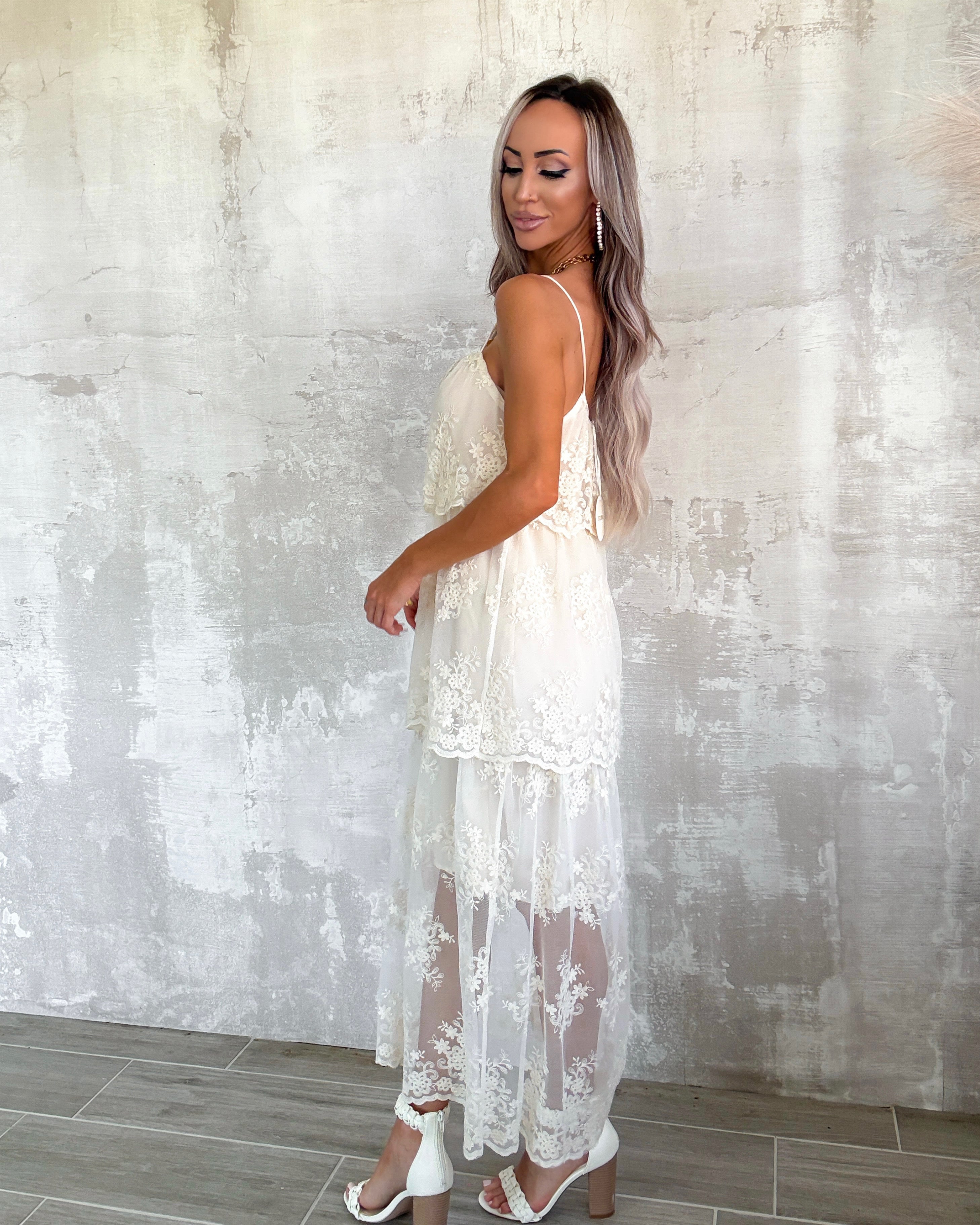 Free Spirit Floral Lace Dress - Ivory