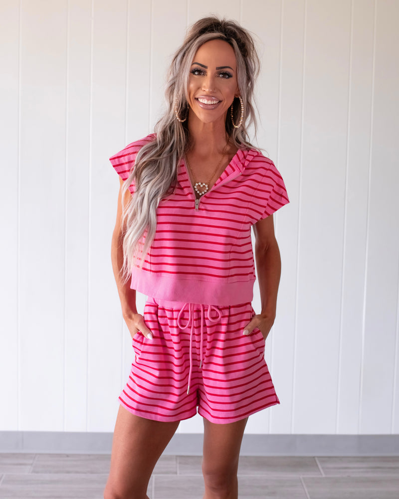 The Collins Lounge Cropped Sweatshirt Top - Pink