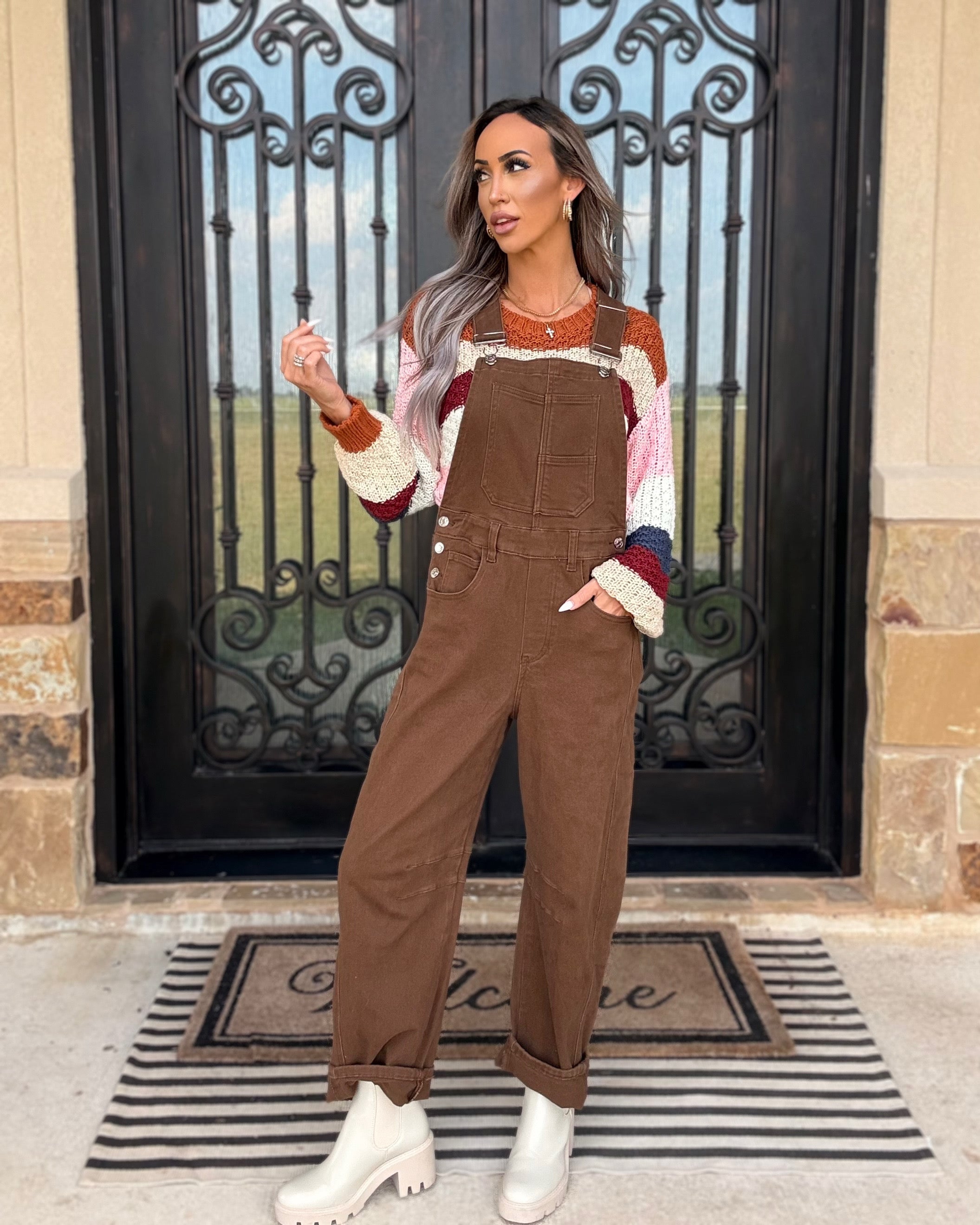 Sutton Barrel Leg Overalls - Mocha