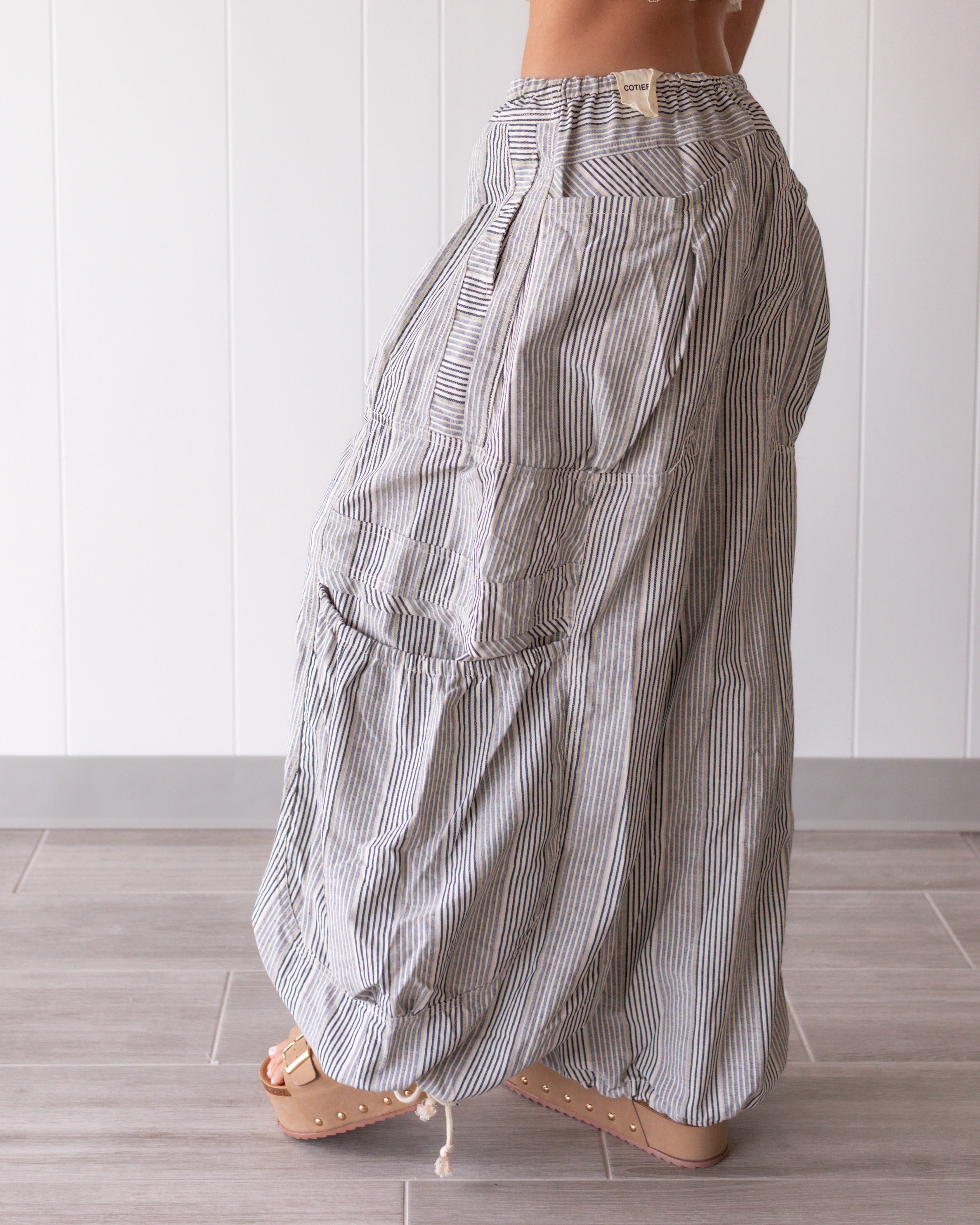 Ribbon & Run Parachute Pants - Natural/Denim