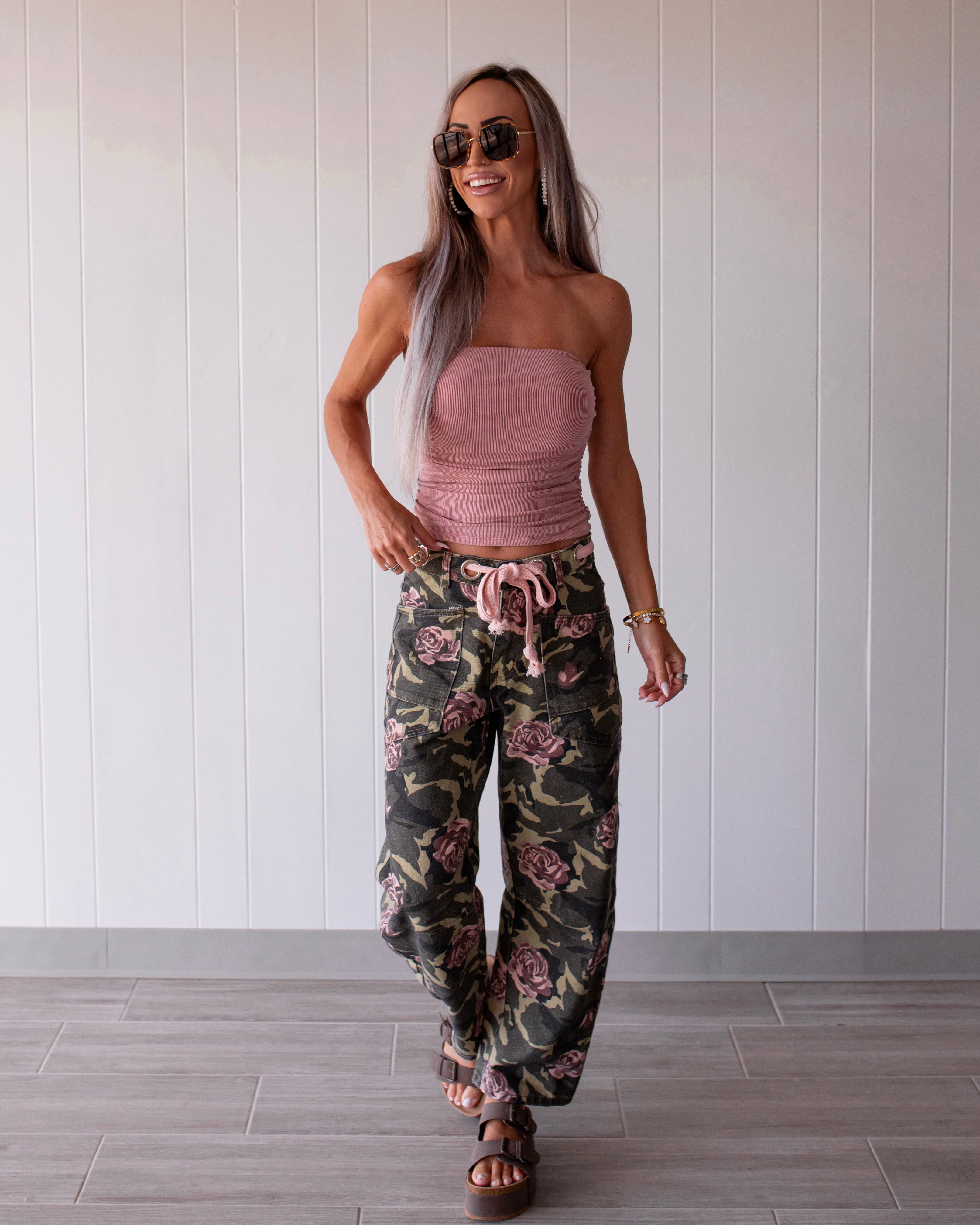 Floral Force Barrel Jeans - Camo