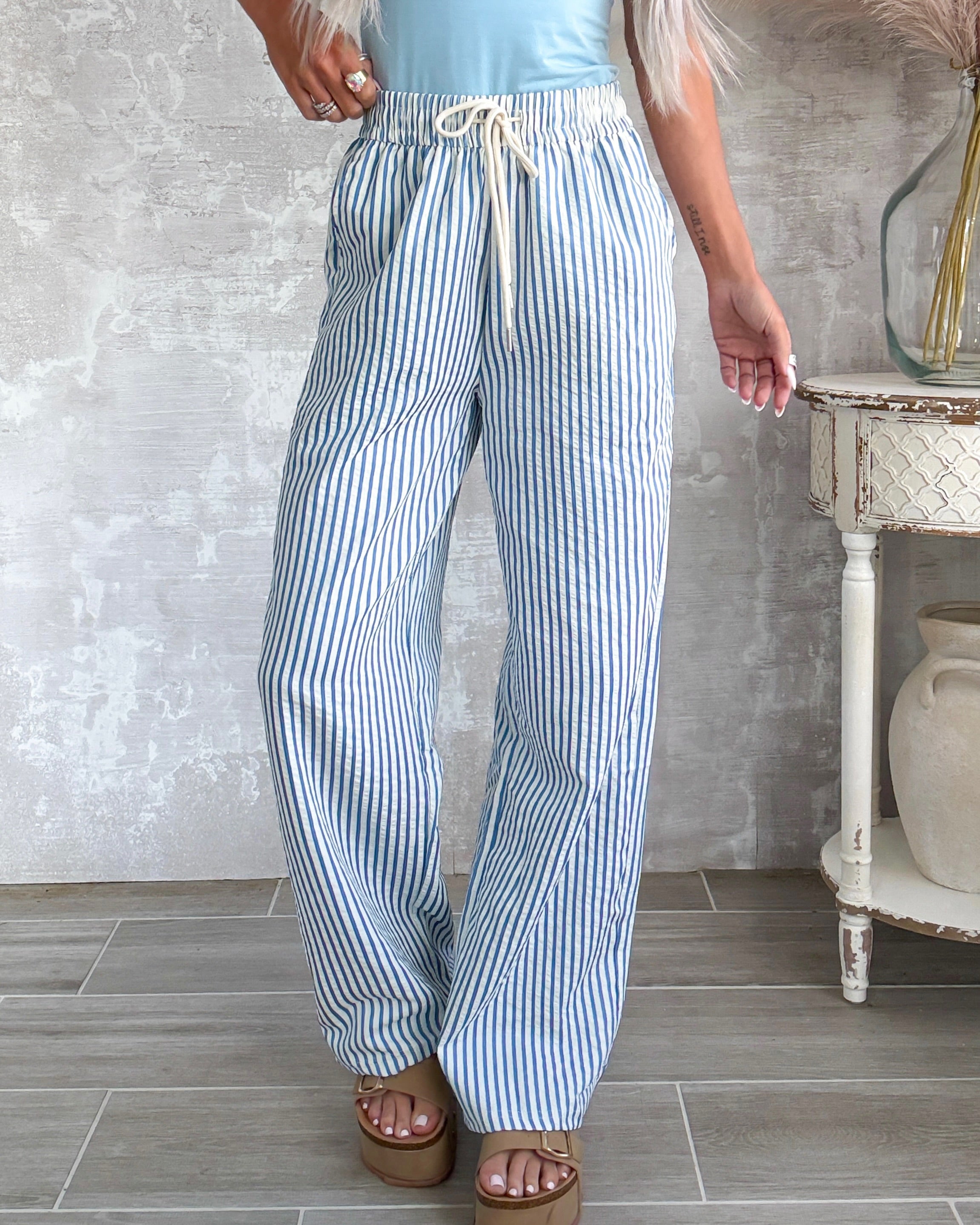 Bayside Striped Pants - Blue