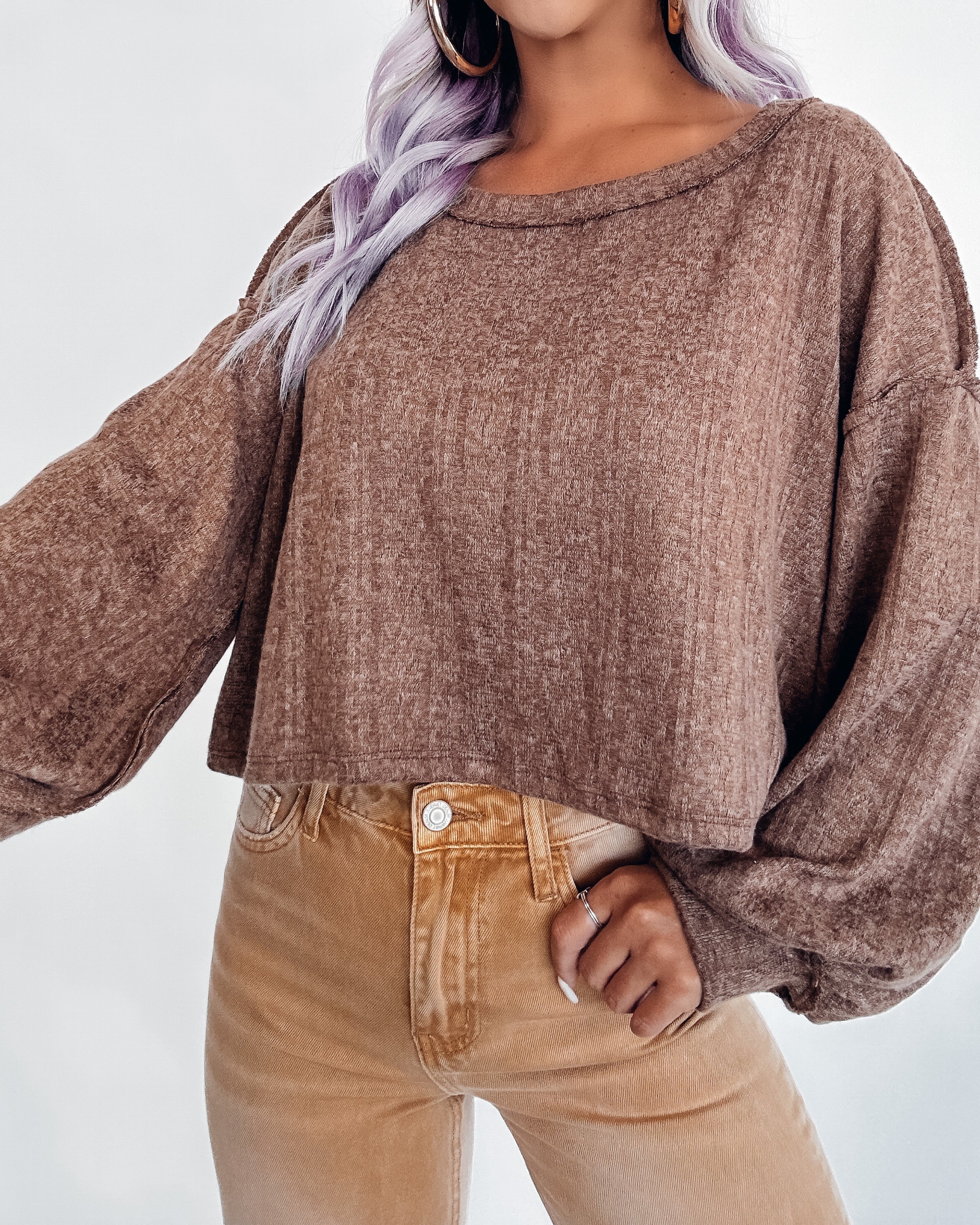 A Piece of Me Cropped Sweater- Brown