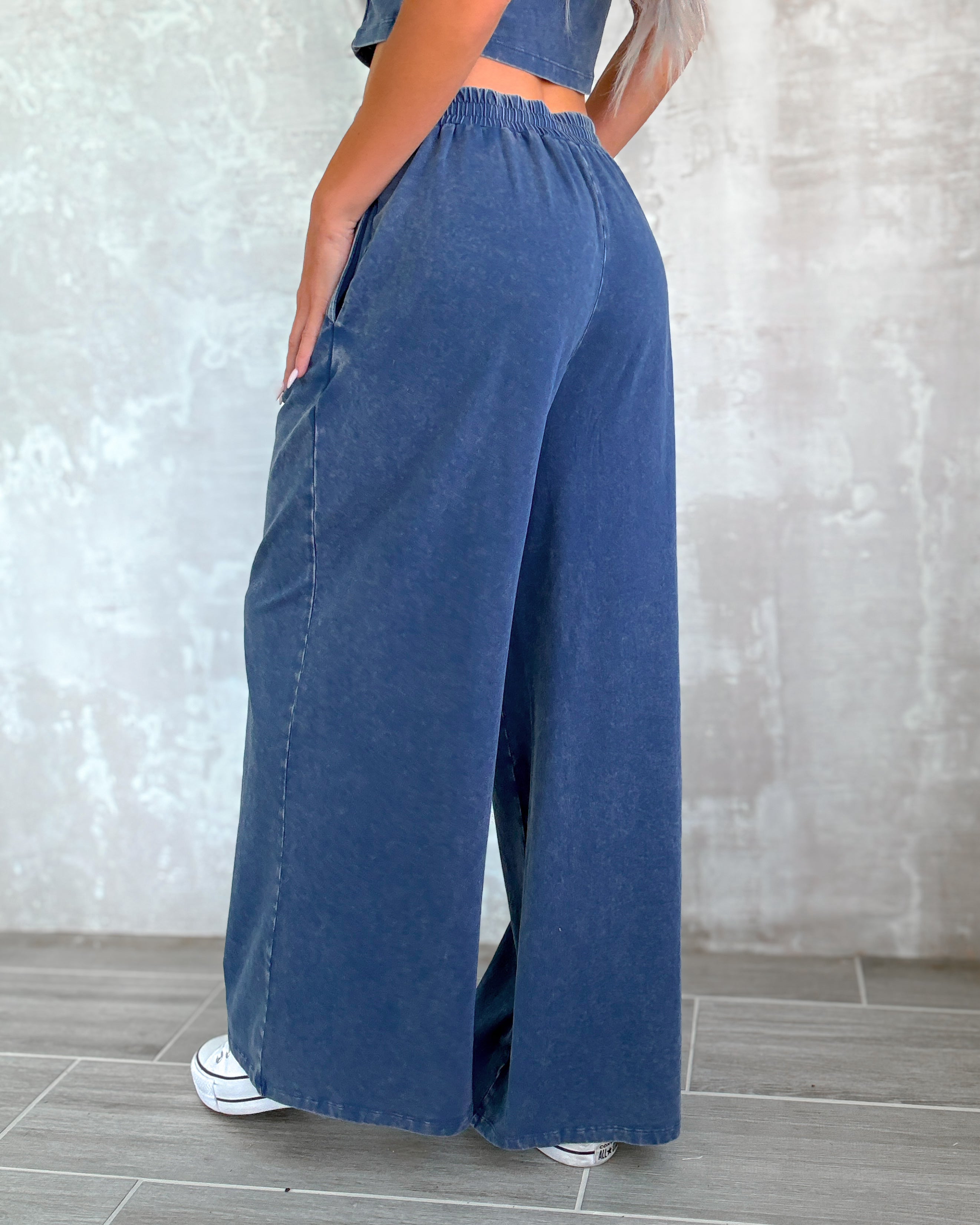 Polished Casual Pants Set - Navy