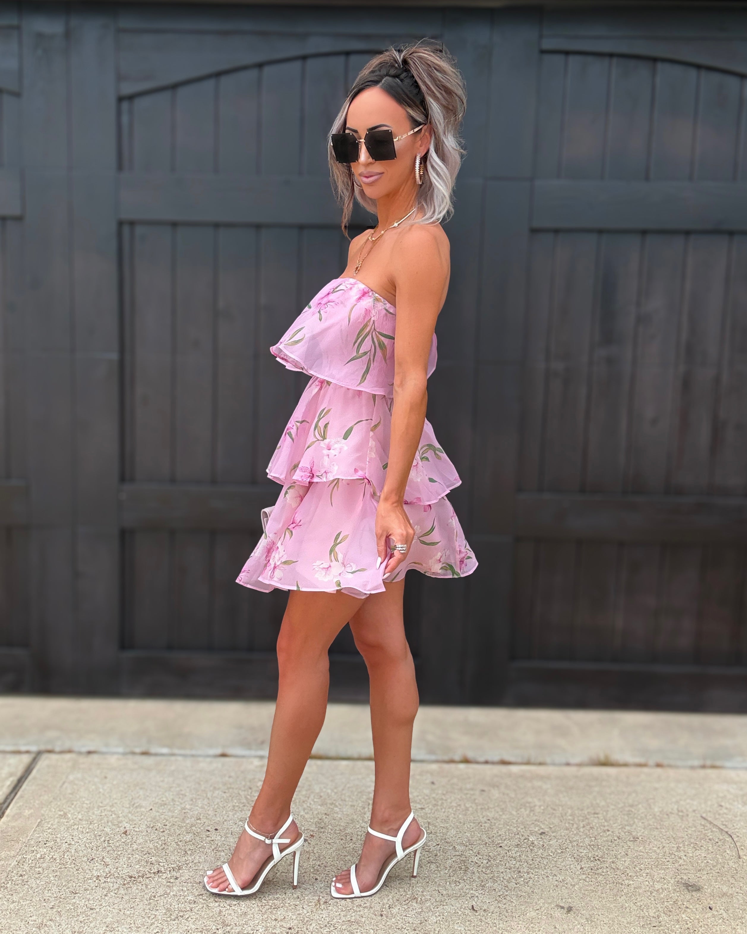 Twirl Mini Tube Top Dress - Light Pink