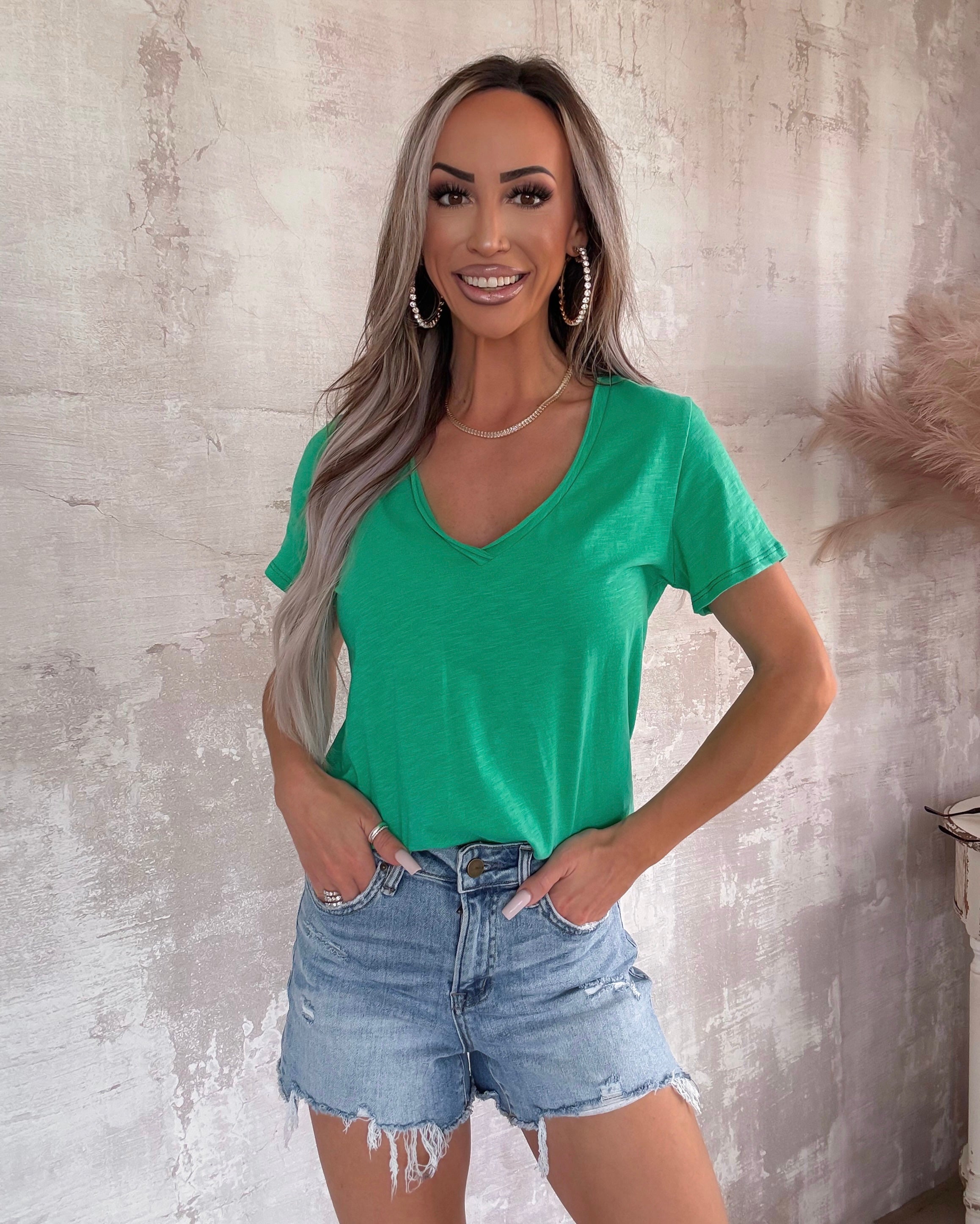 Classic Cut Cotton Tee - Jade