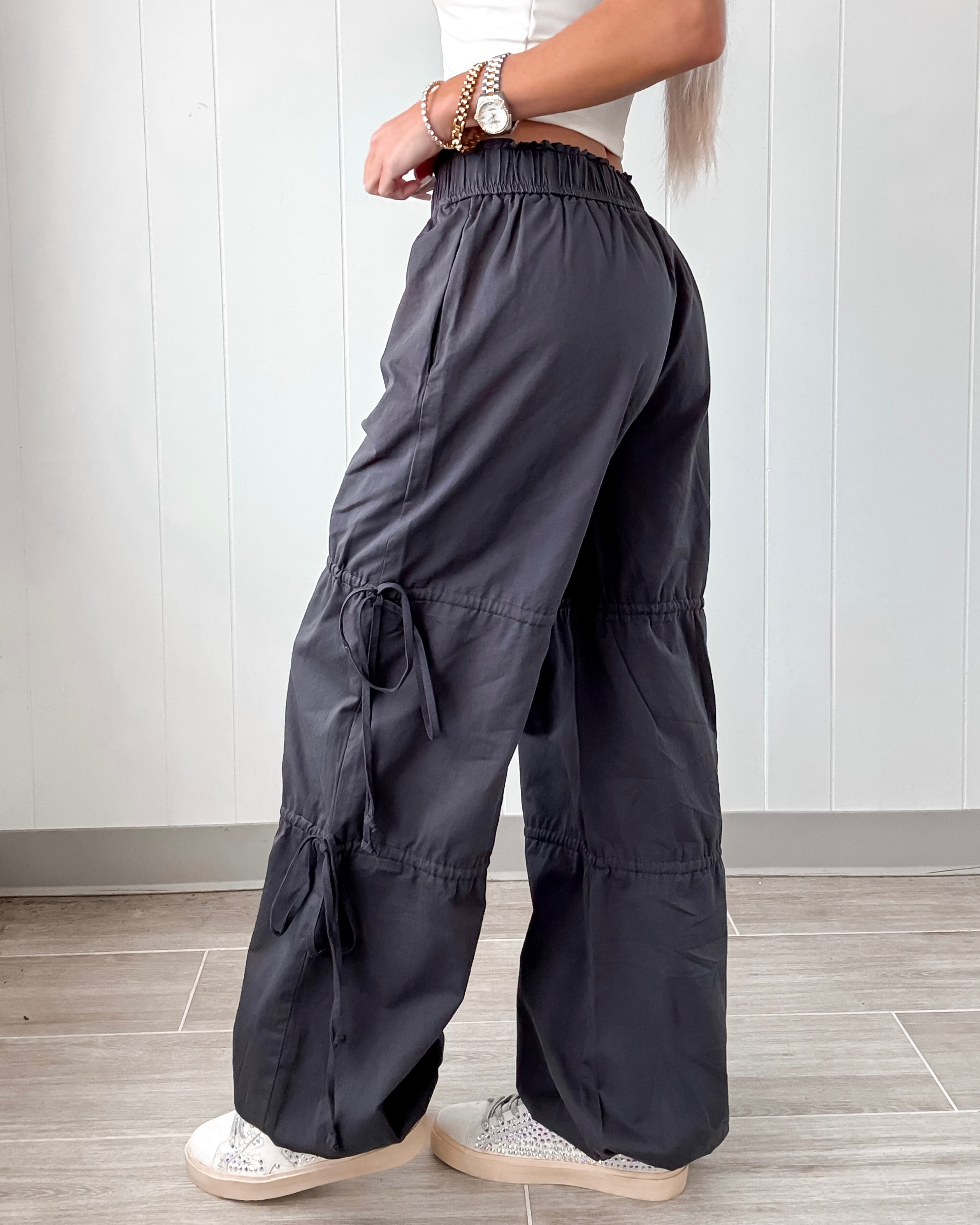 Saylor Side Tie Joggers - Charcoal