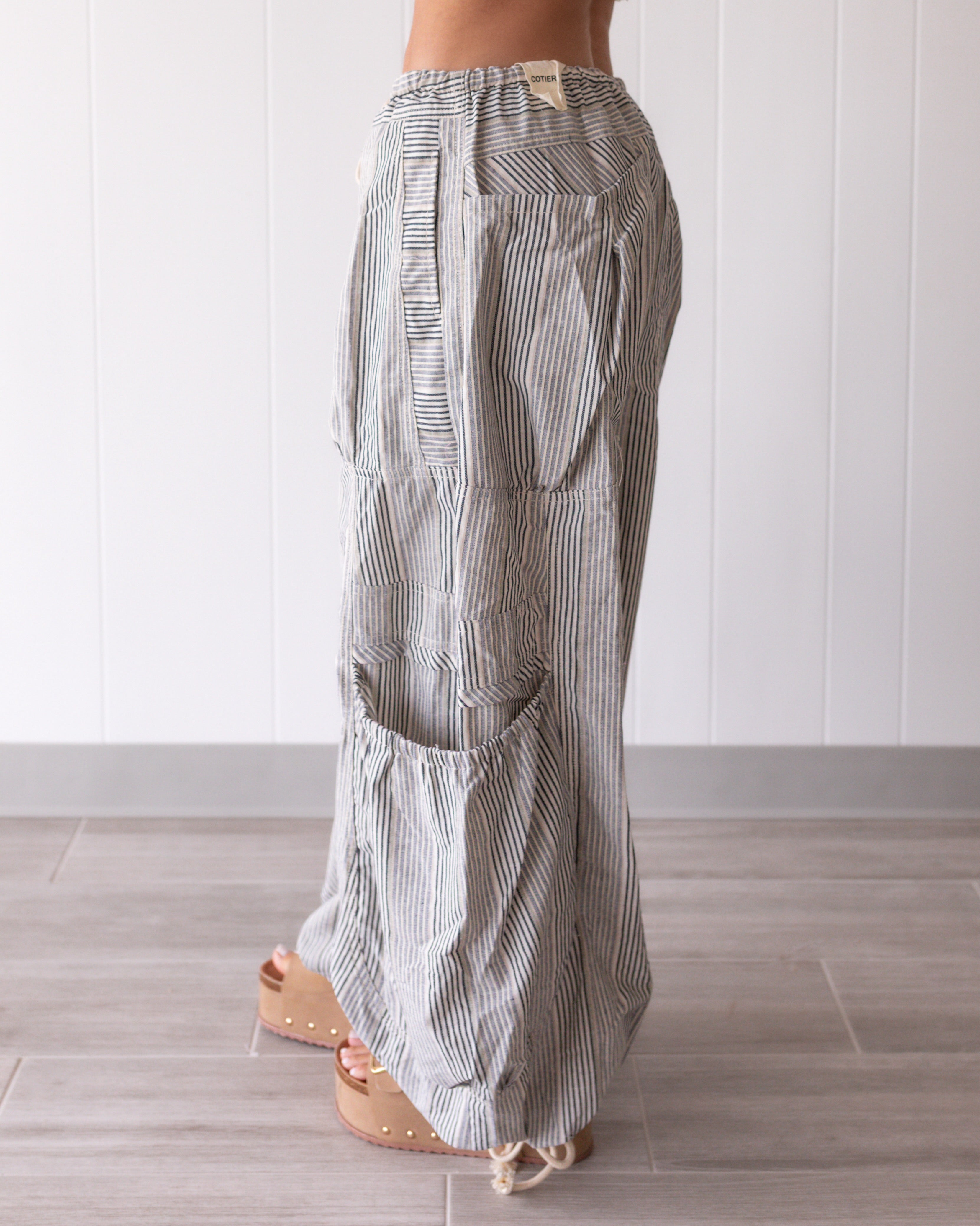 Ribbon & Run Parachute Pants - Natural/Denim
