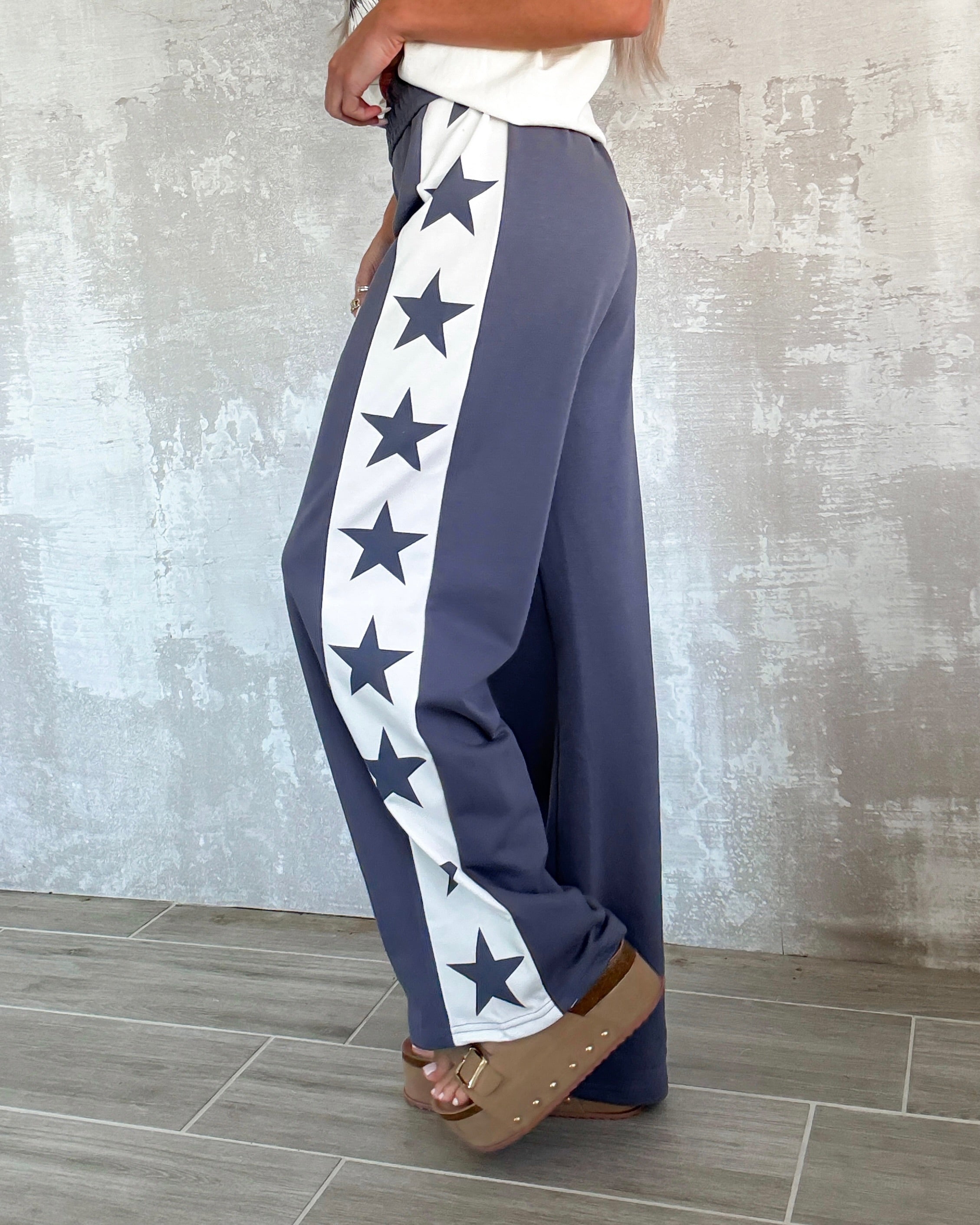 Star Striped Sweatpants - Smokey Blue