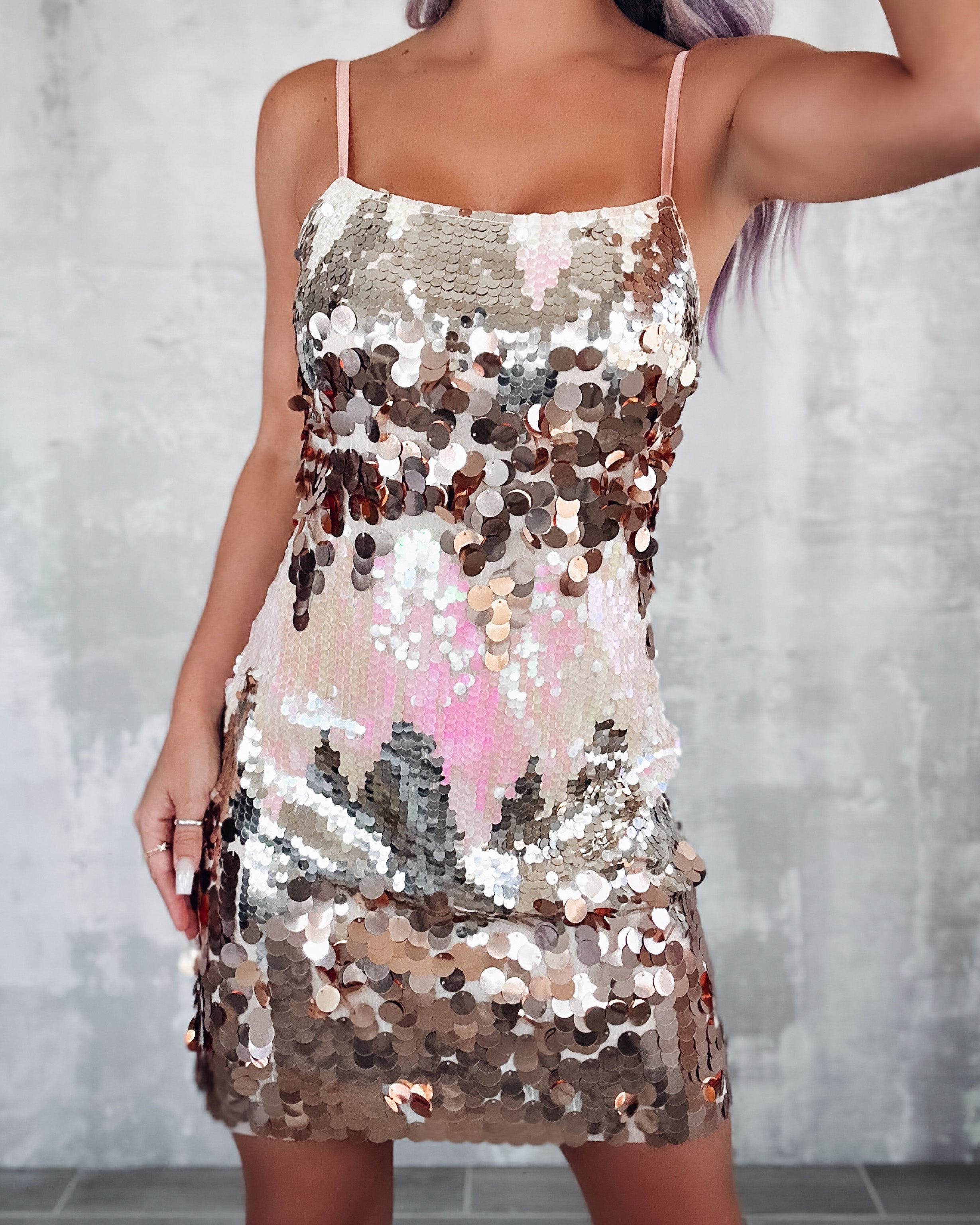 Lead The Way Sequin Dress - Rose Gold