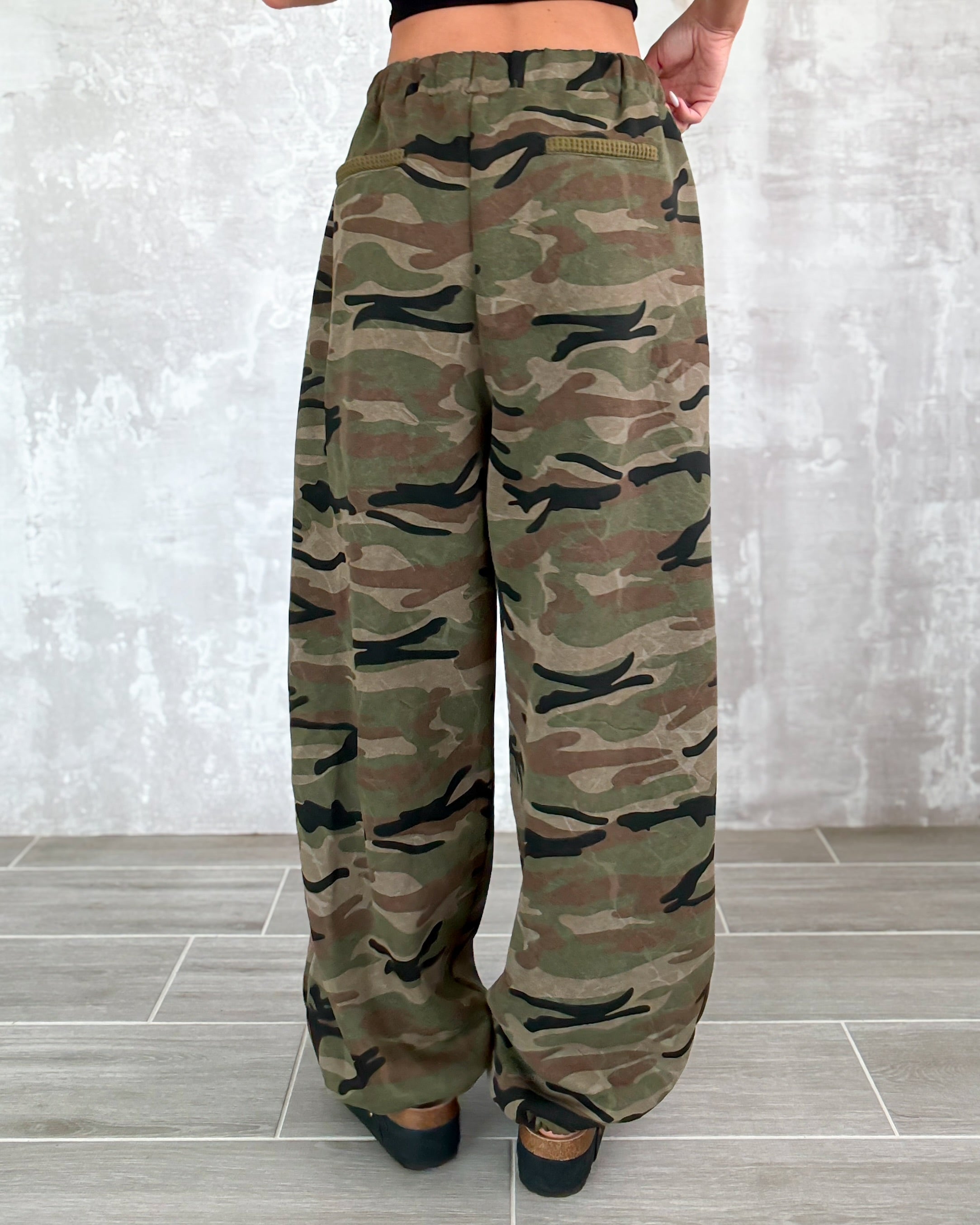 Camo & Crochet Relaxed Joggers