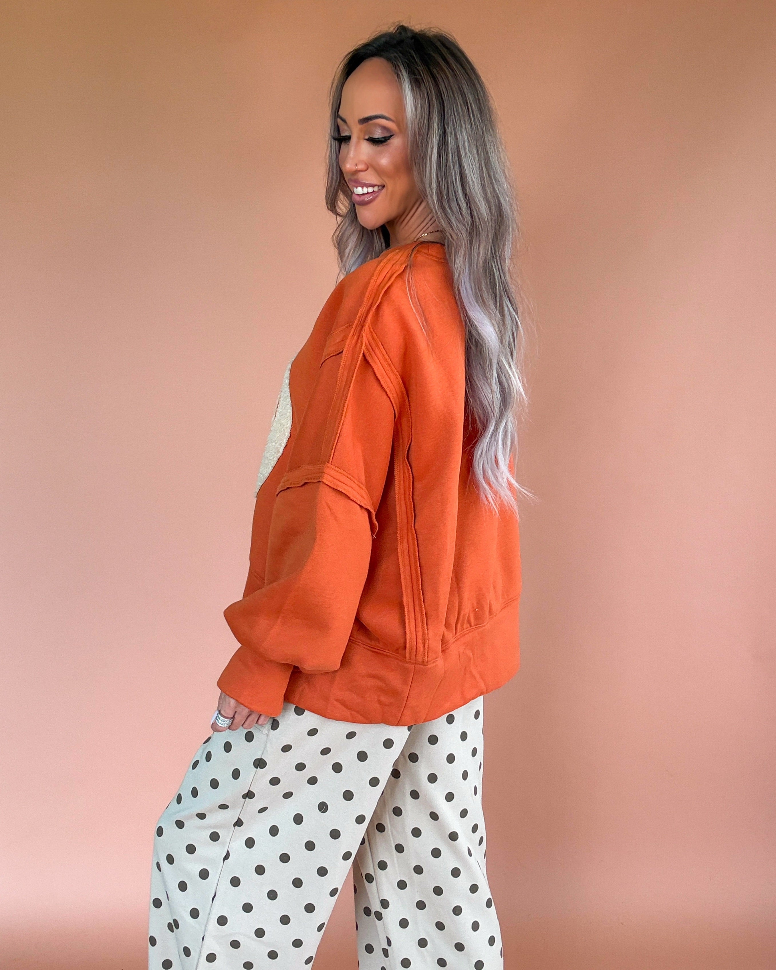 Pumpkin Patch Oversized Sweatshirt - Rust