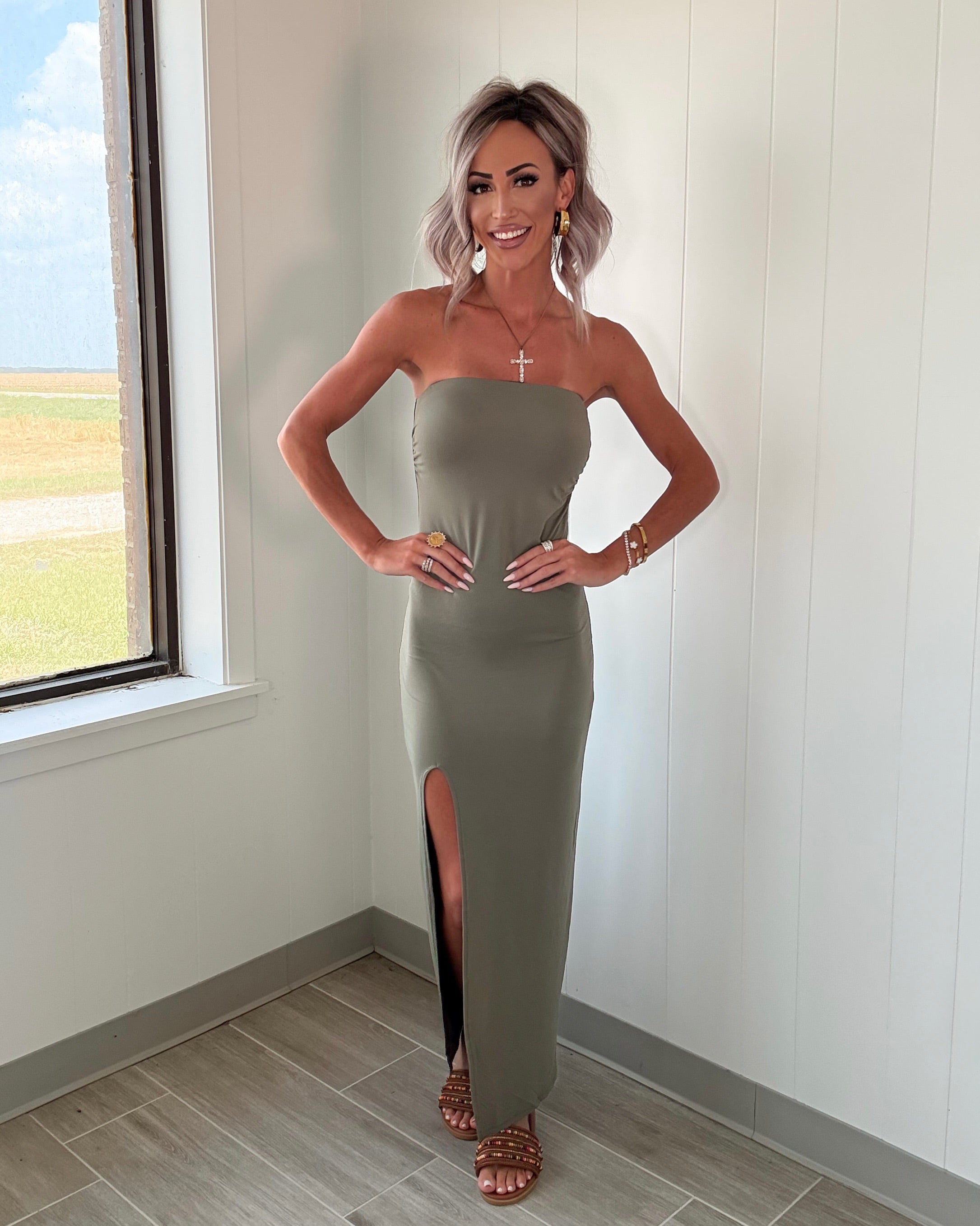 Olive Tube Maxi Dress | Bar T Boutique