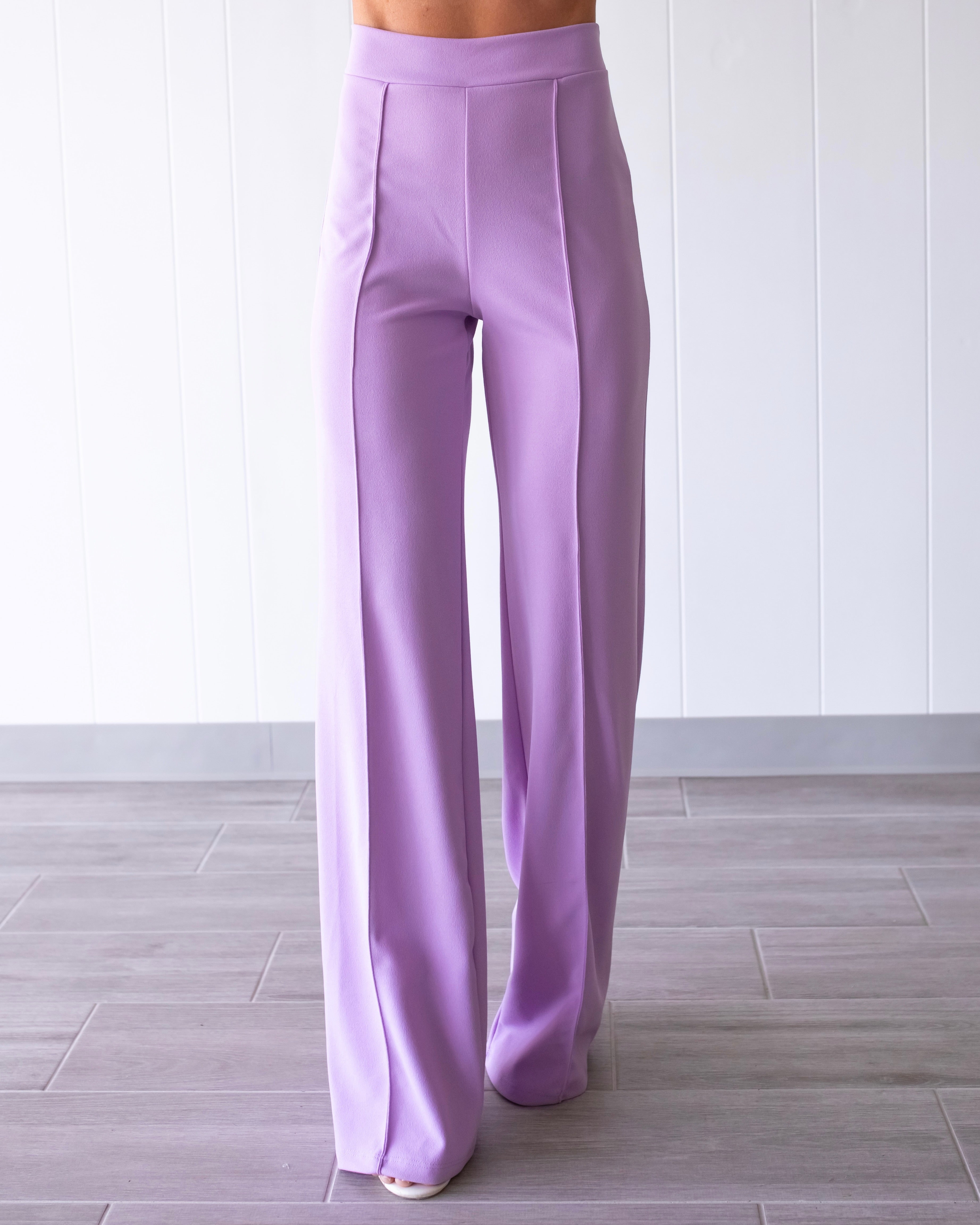 Business Or Pleasure Pleated Flare Pants - Lilac