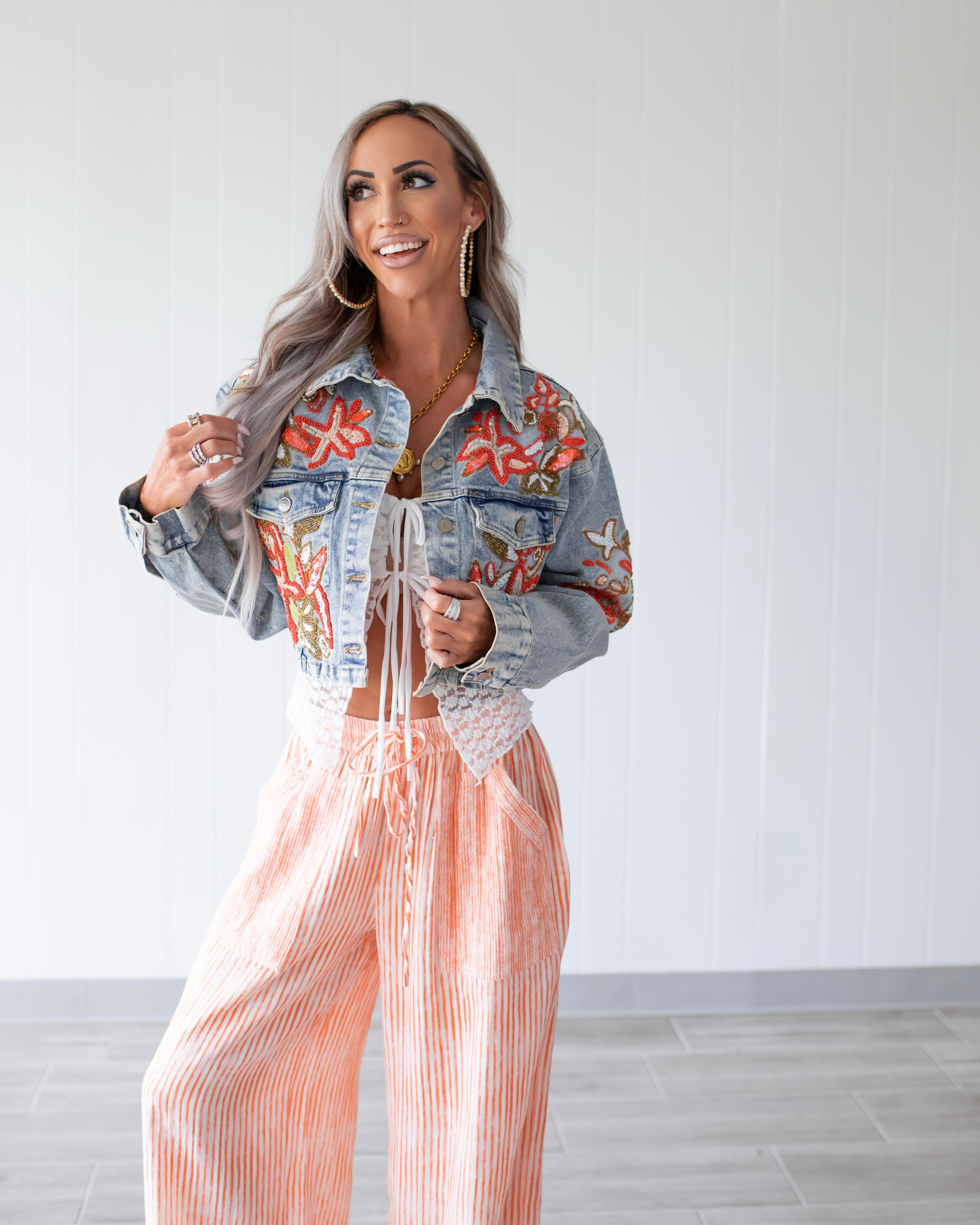 Beaded Reverie Embellished Denim Jacket