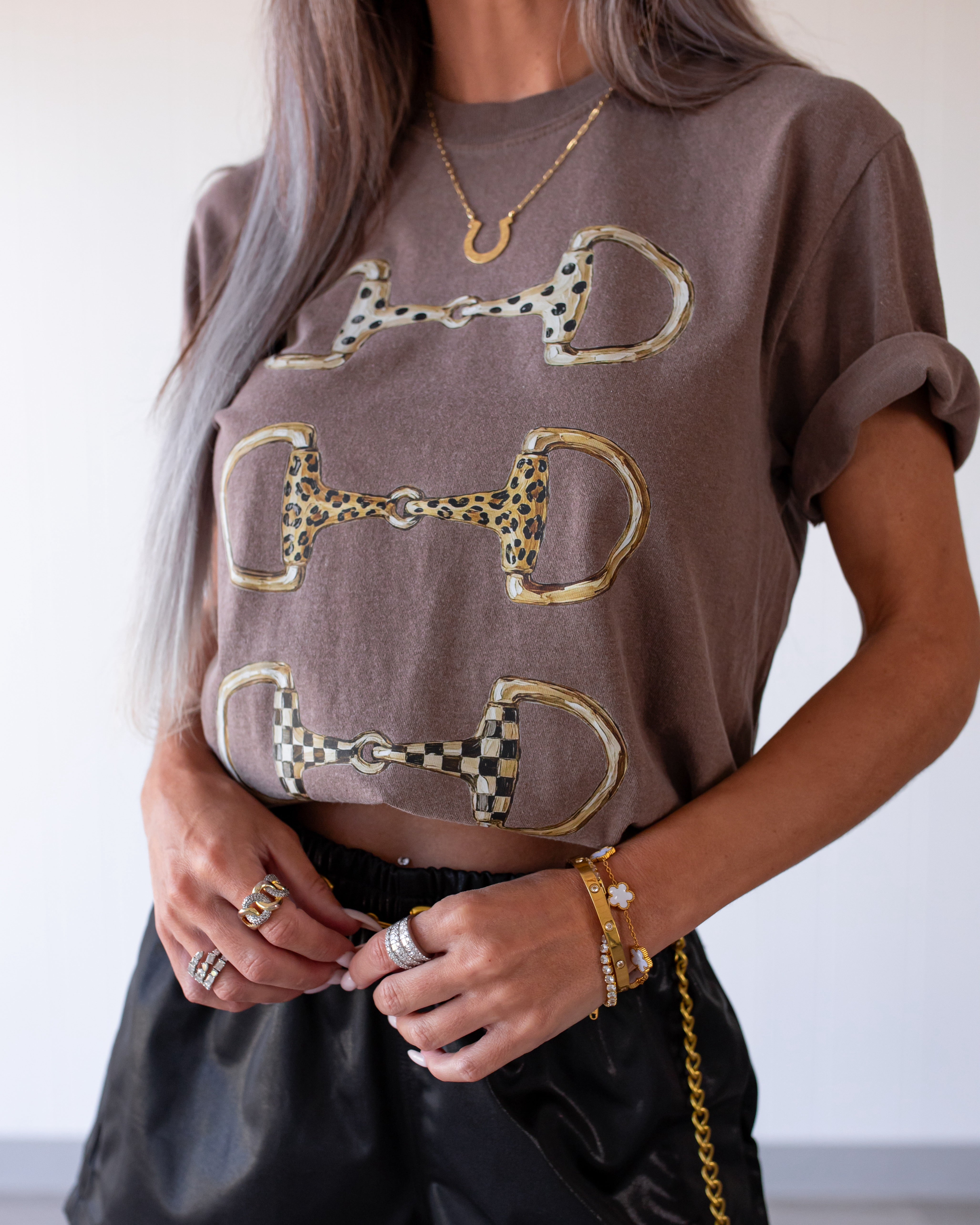 Western Horse Bit Graphic Tee - Espresso