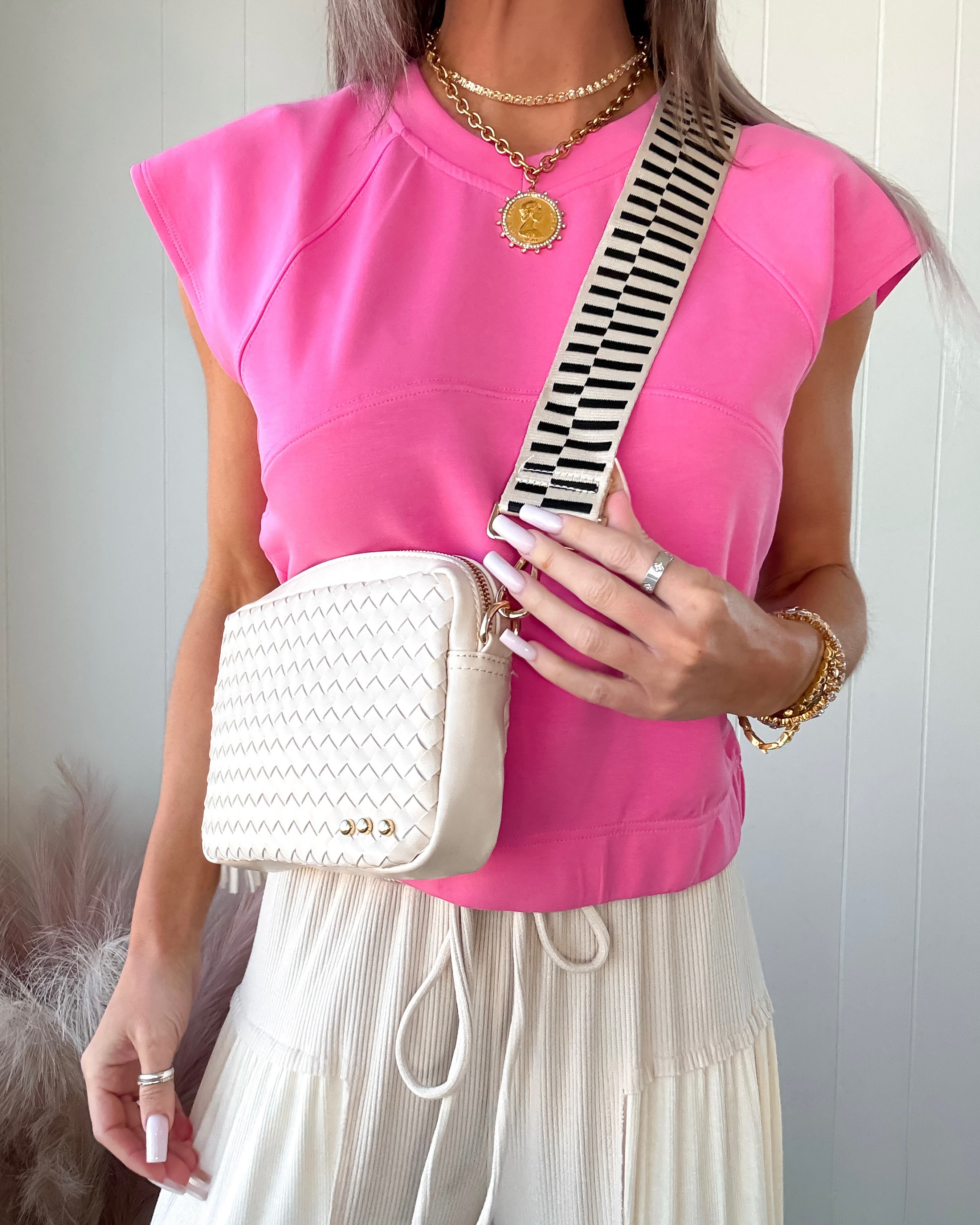 Woven Willow Crossbody Bag - Cream