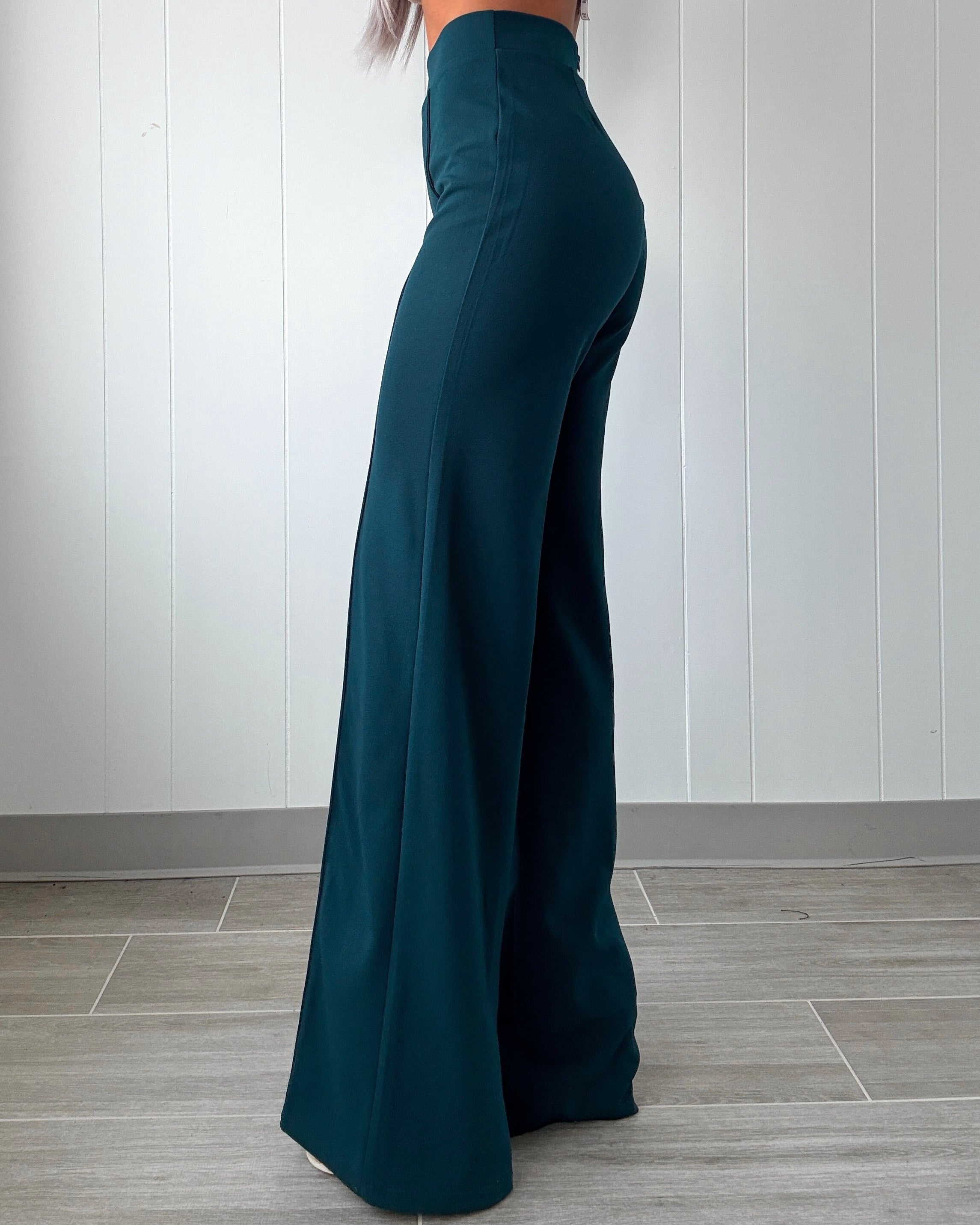 Business Or Pleasure Pleated Flare Pants - Jade