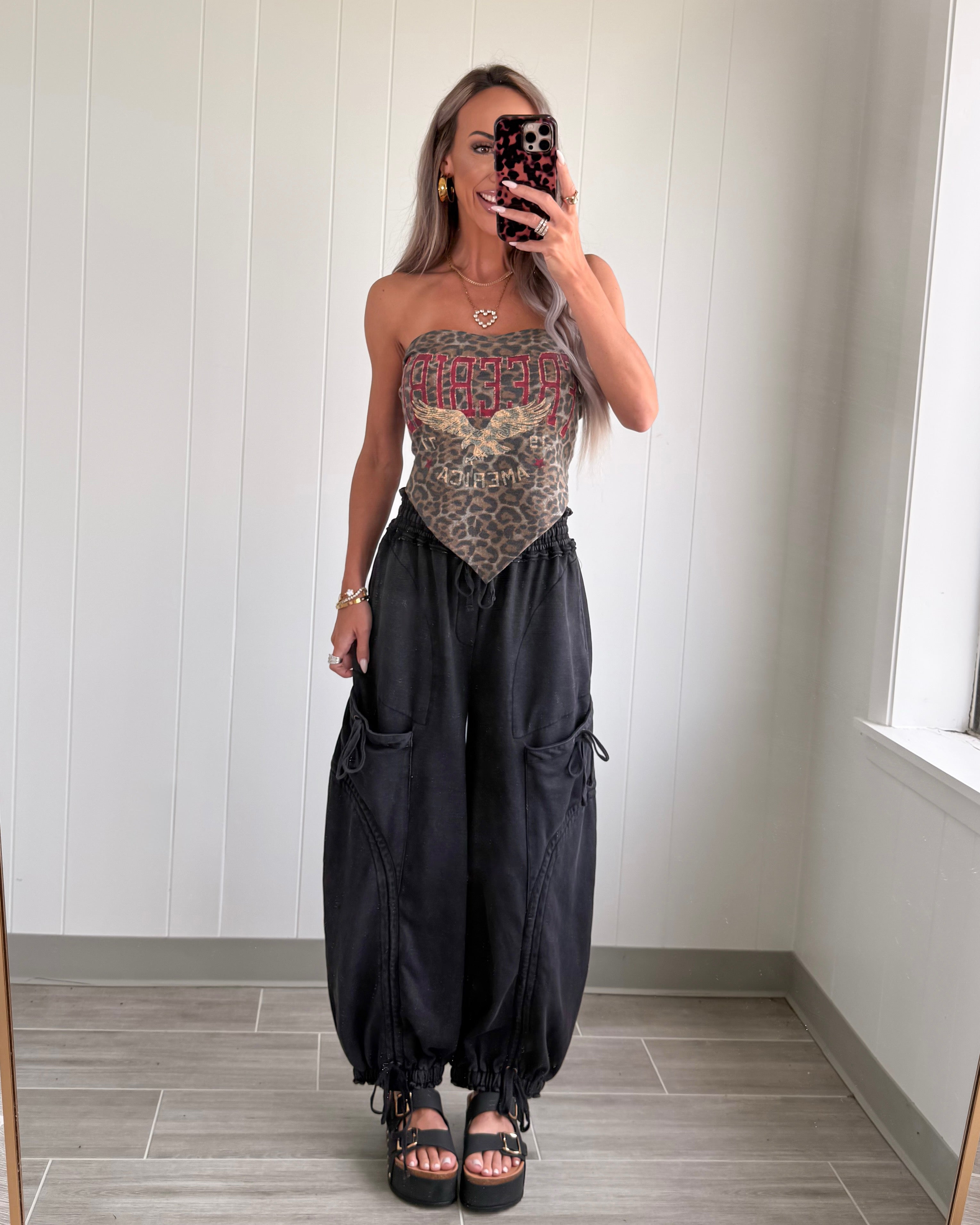 Rosie Balloon Tie Pants - Black