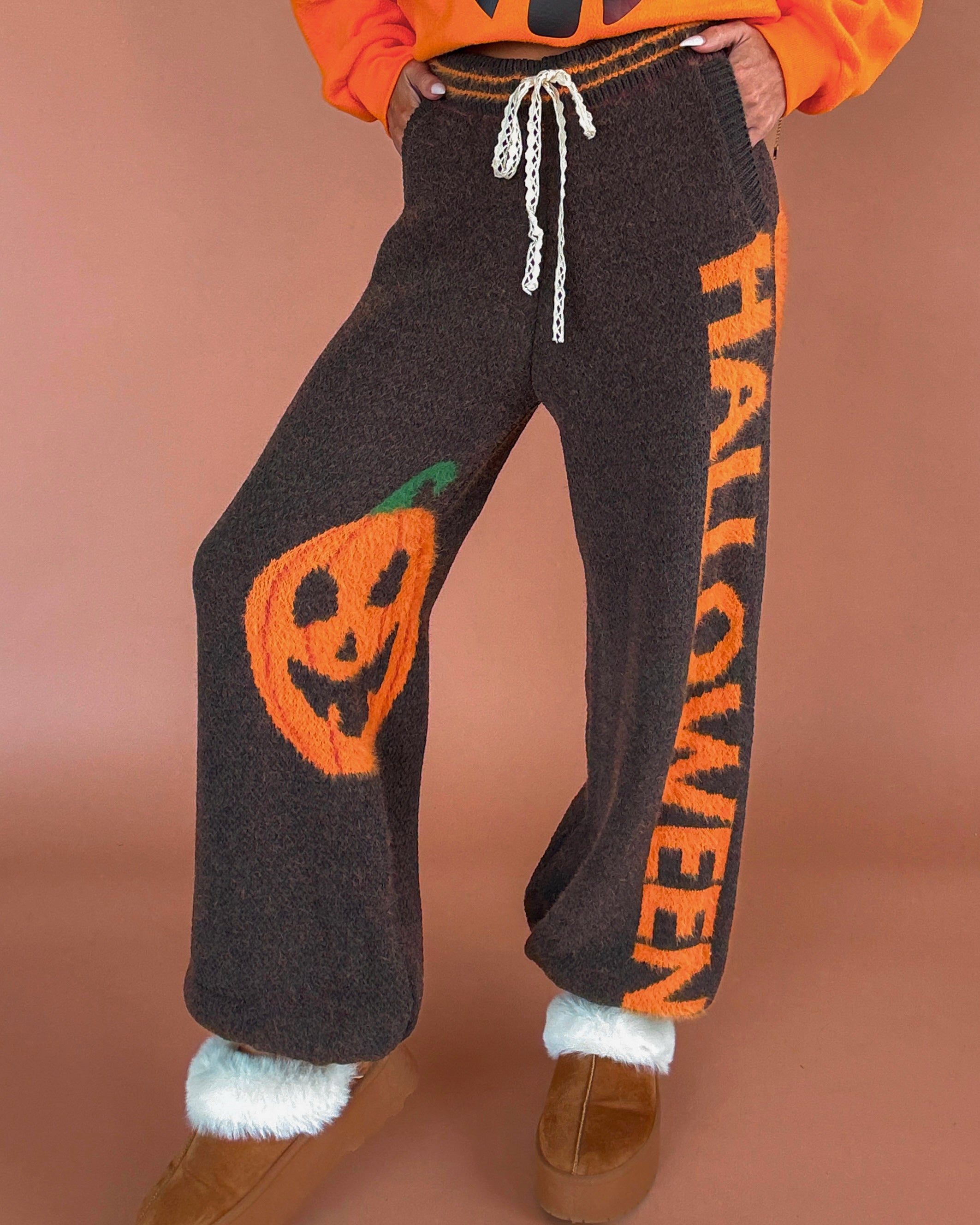 Halloween Jogger Sweatpants - Brown