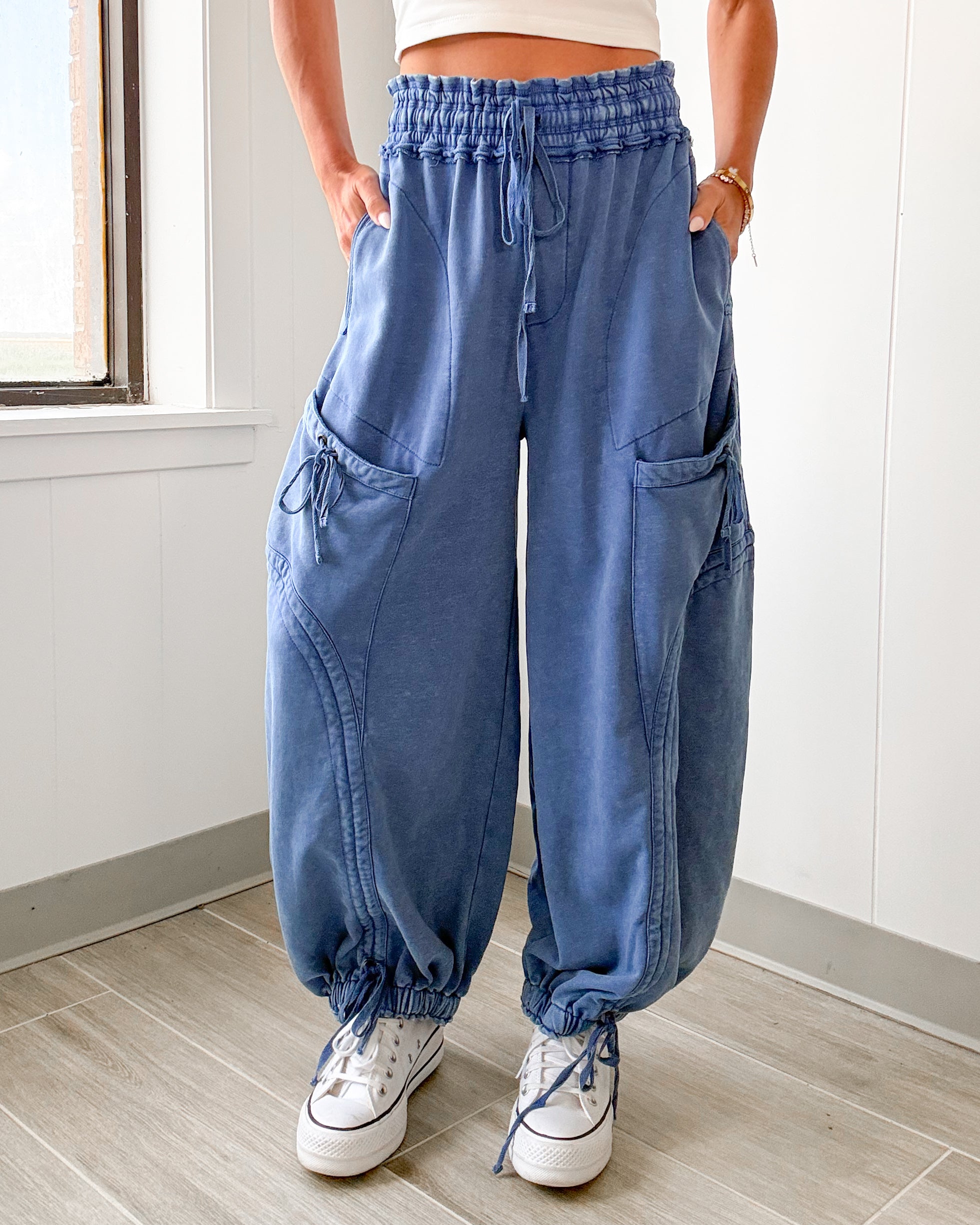 Rosie Balloon Tie Pants - Blue