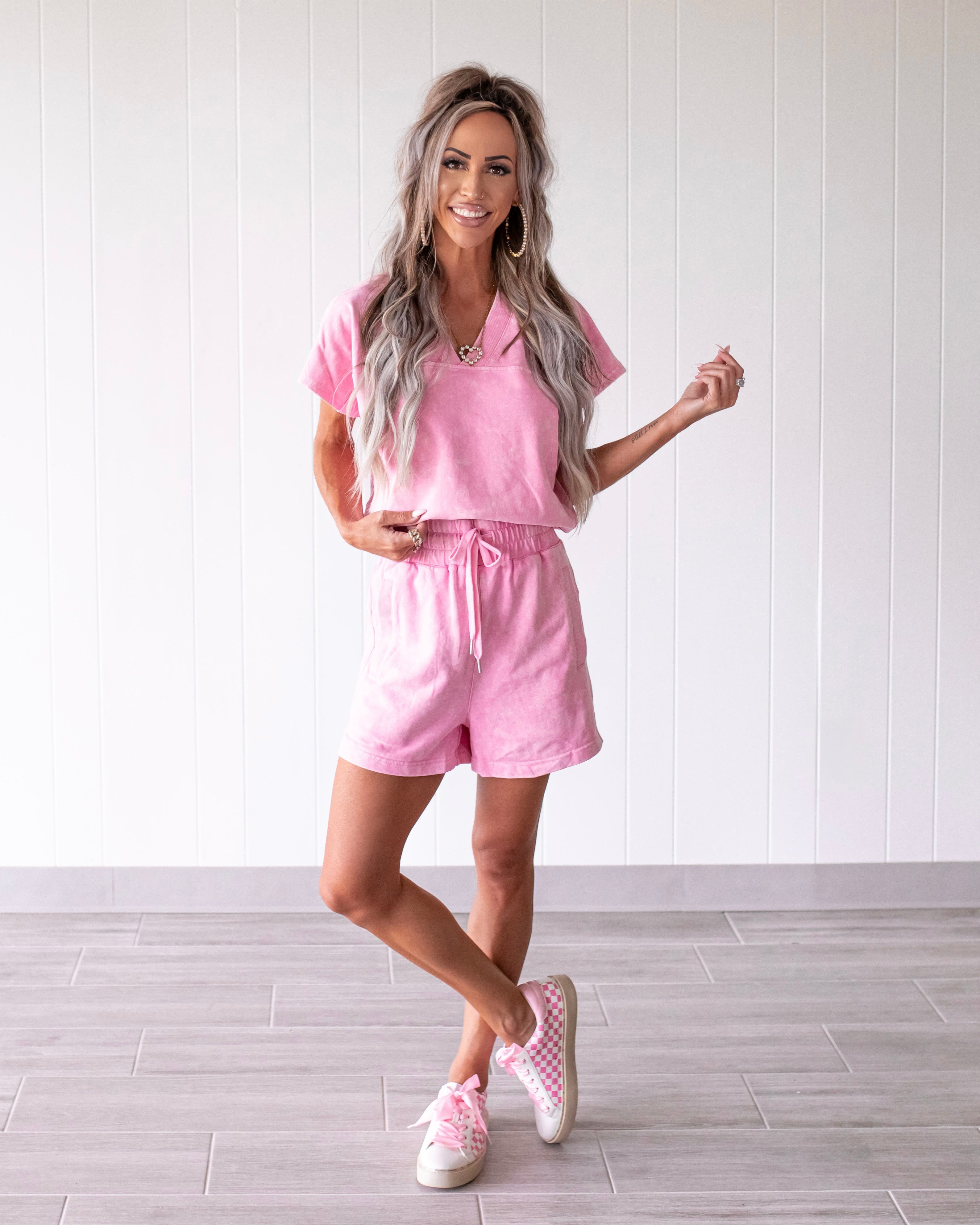 Rosé Rinse French Terry Top - Pink