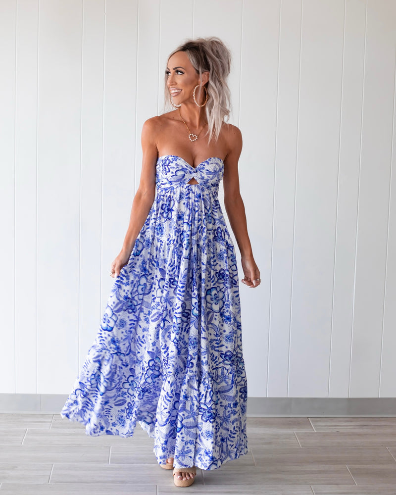 Azure Dream Maxi Floral Dress