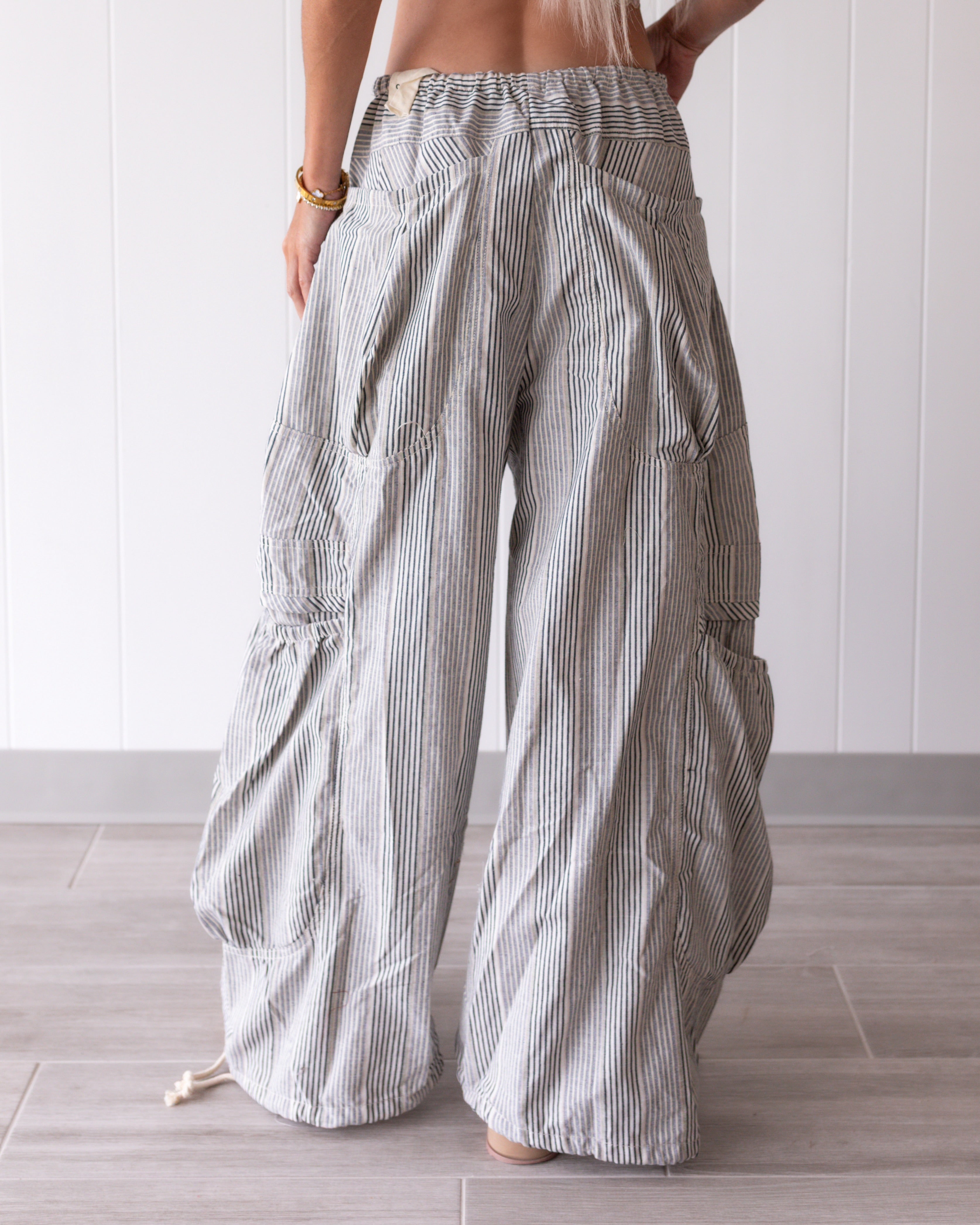 Ribbon & Run Parachute Pants - Natural/Denim
