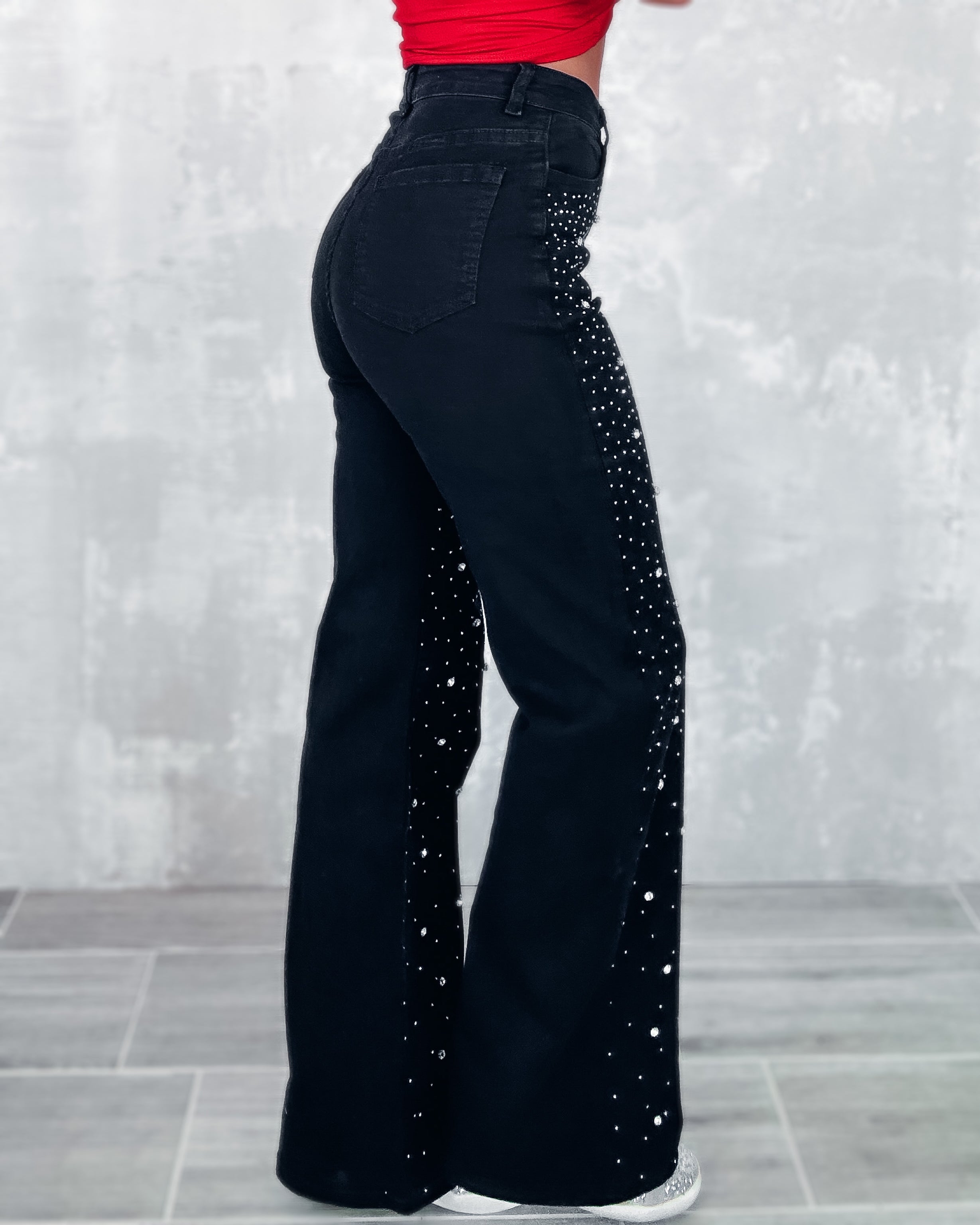 Sparkling Glam Girl Denim Jeans - Black