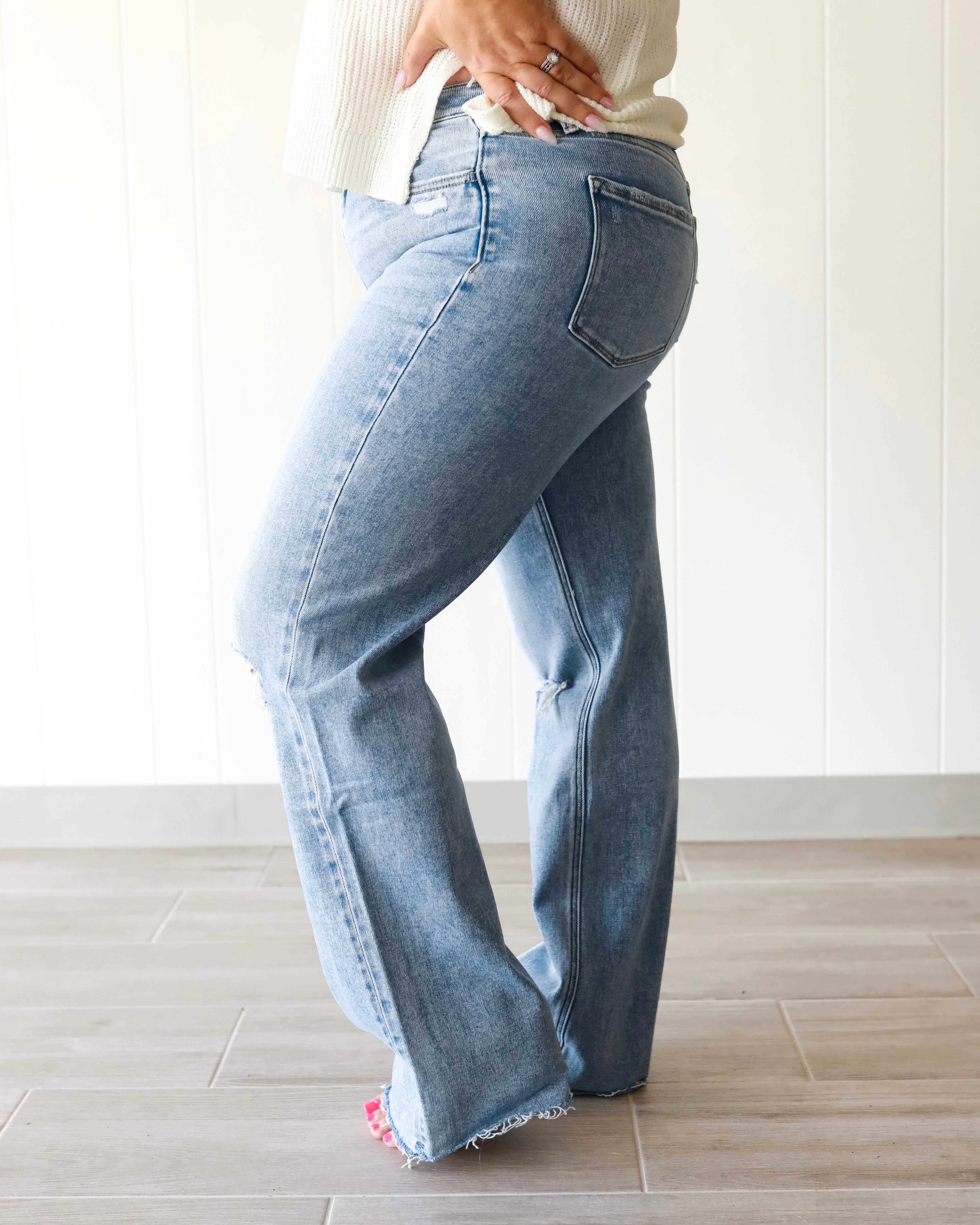 Glorietta High Rise Slim Wide Leg Jeans