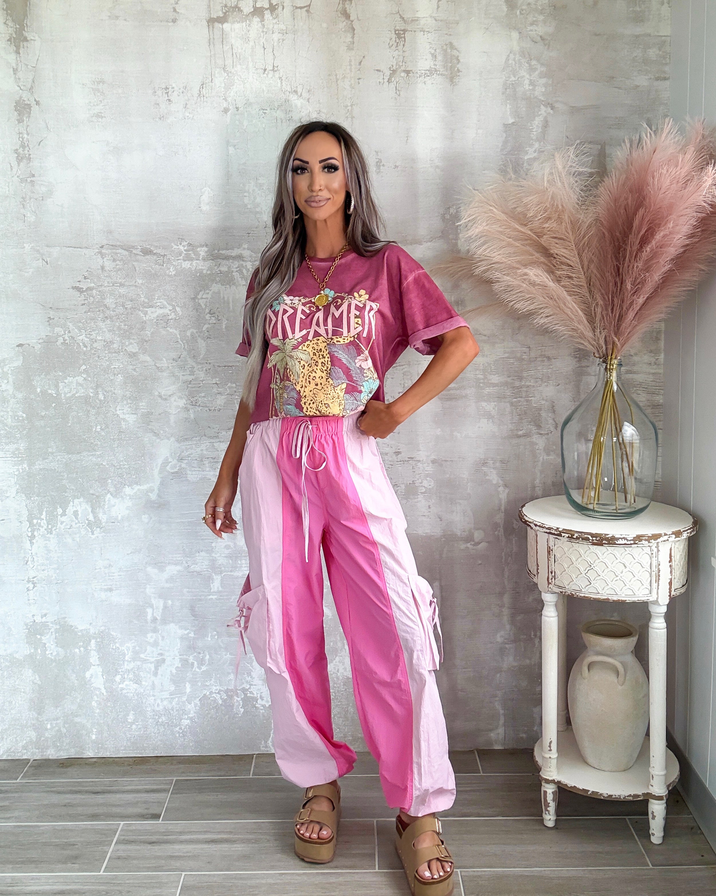 Split Style Windbreaker Pants - Bubble Pink