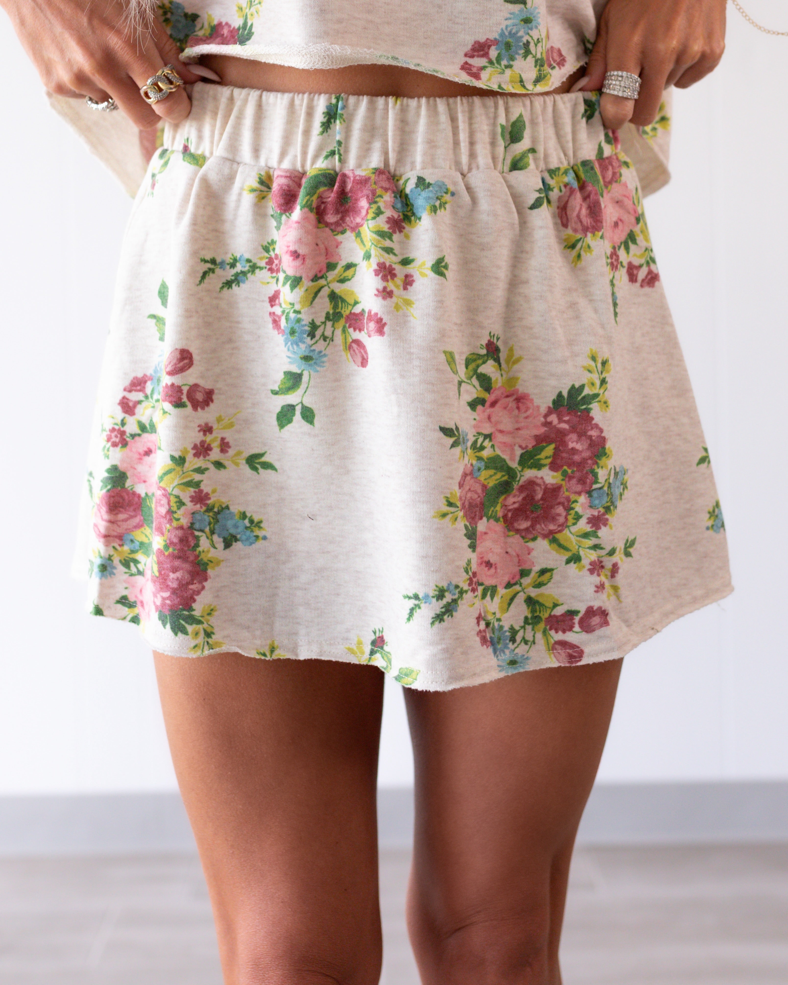 Blooming Bliss Hoodie & Skort Set - Oatmeal
